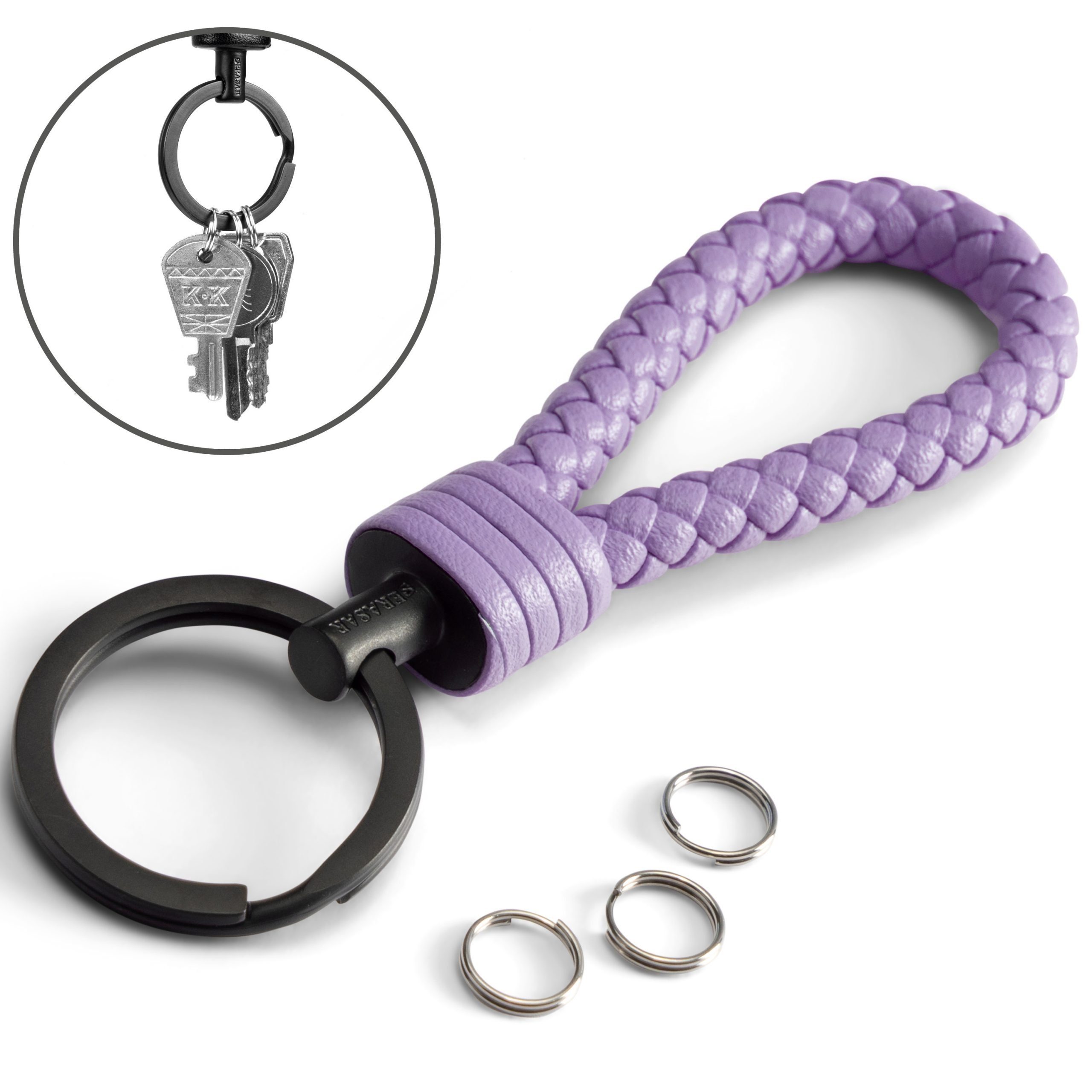 Schlüssel Schlüsselanhänger SERASAR kleine Lila (1-tlg), Leder Zusatzringe Schlüsselanhänger für "Strong"