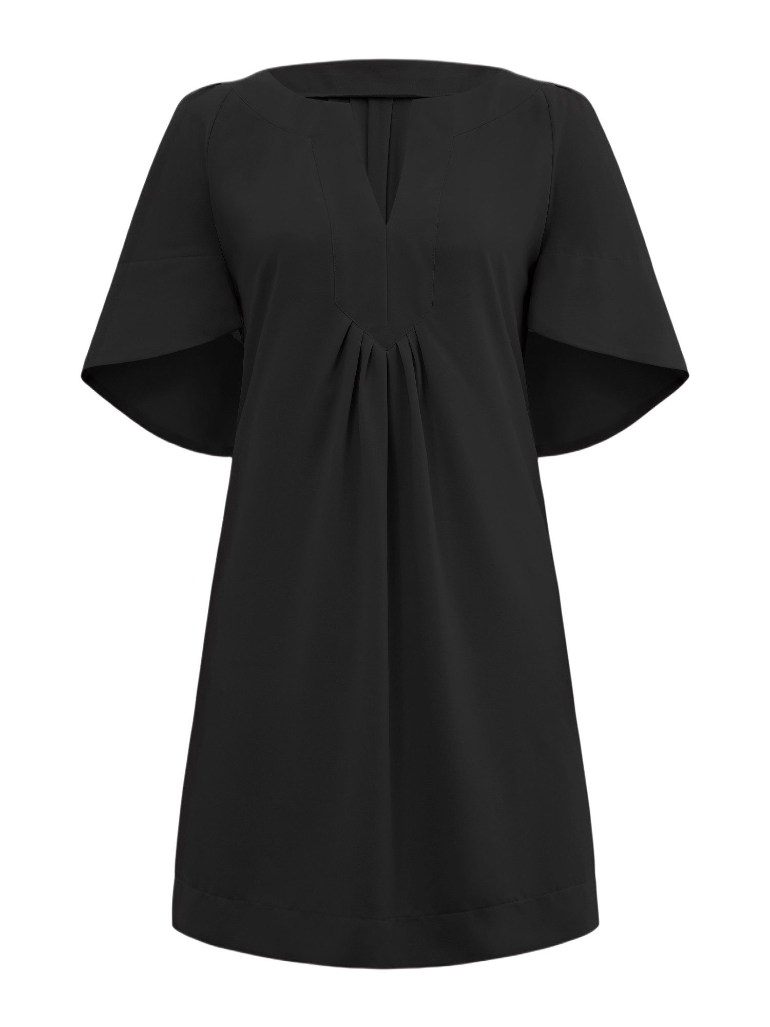 Minikleid Damen Lockeres Kleid mit V-Ausschnitt & Trompetenärmeln