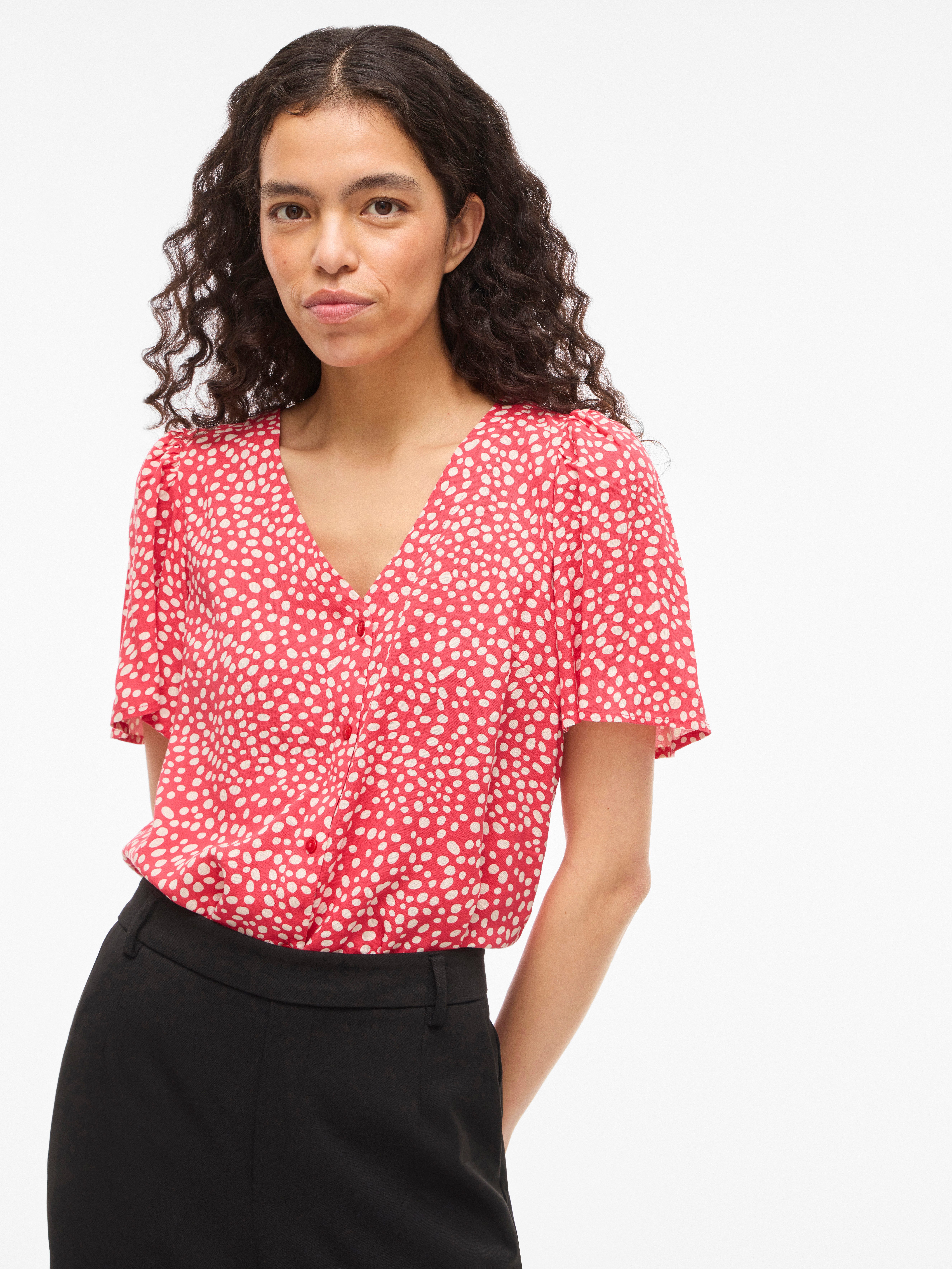 Vila Hemdbluse VIGRACE V-NECK S/S SHIRT - NOOS