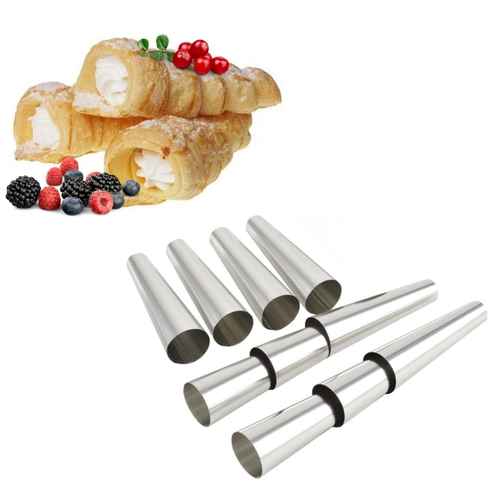 BIG-PAN Backform Backform Trubotschki Edelstahl klein 9 cm Ø2,5 cm, (Cannoli Trubotschki)