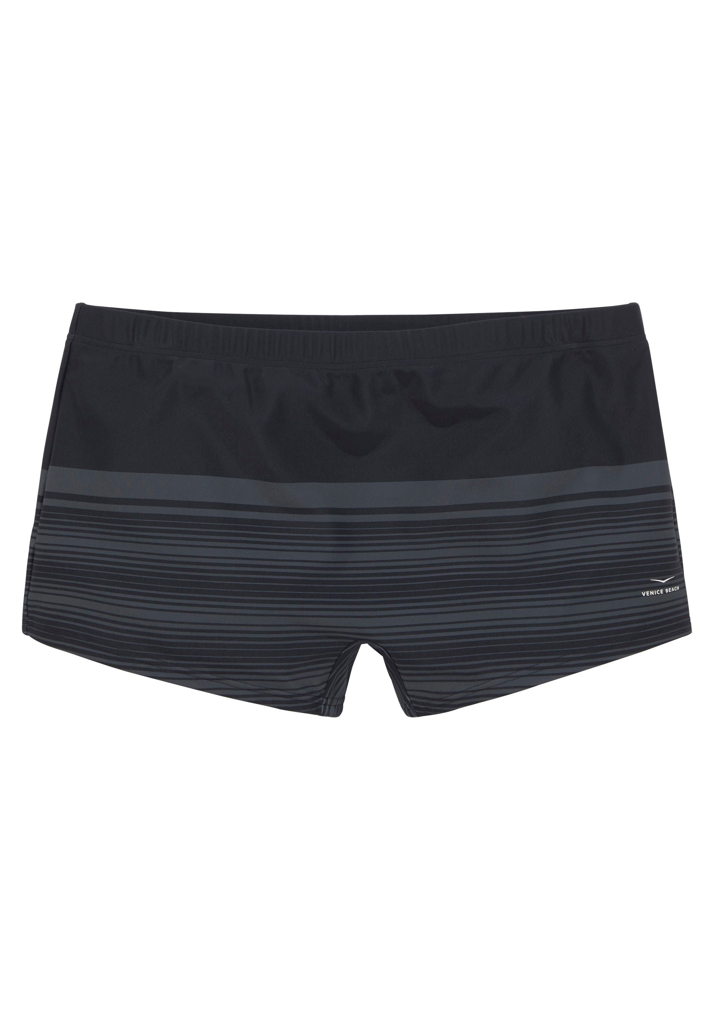 Venice Beach im Streifendesign Boxer-Badehose schwarz-grau