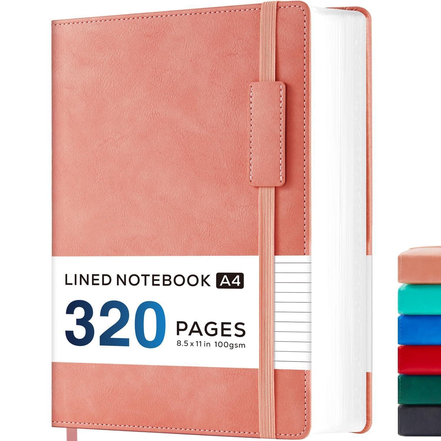 LuxusKollektion Notizbuch Notizbuch A4 Rosa Leder 320 Seiten Liniert
