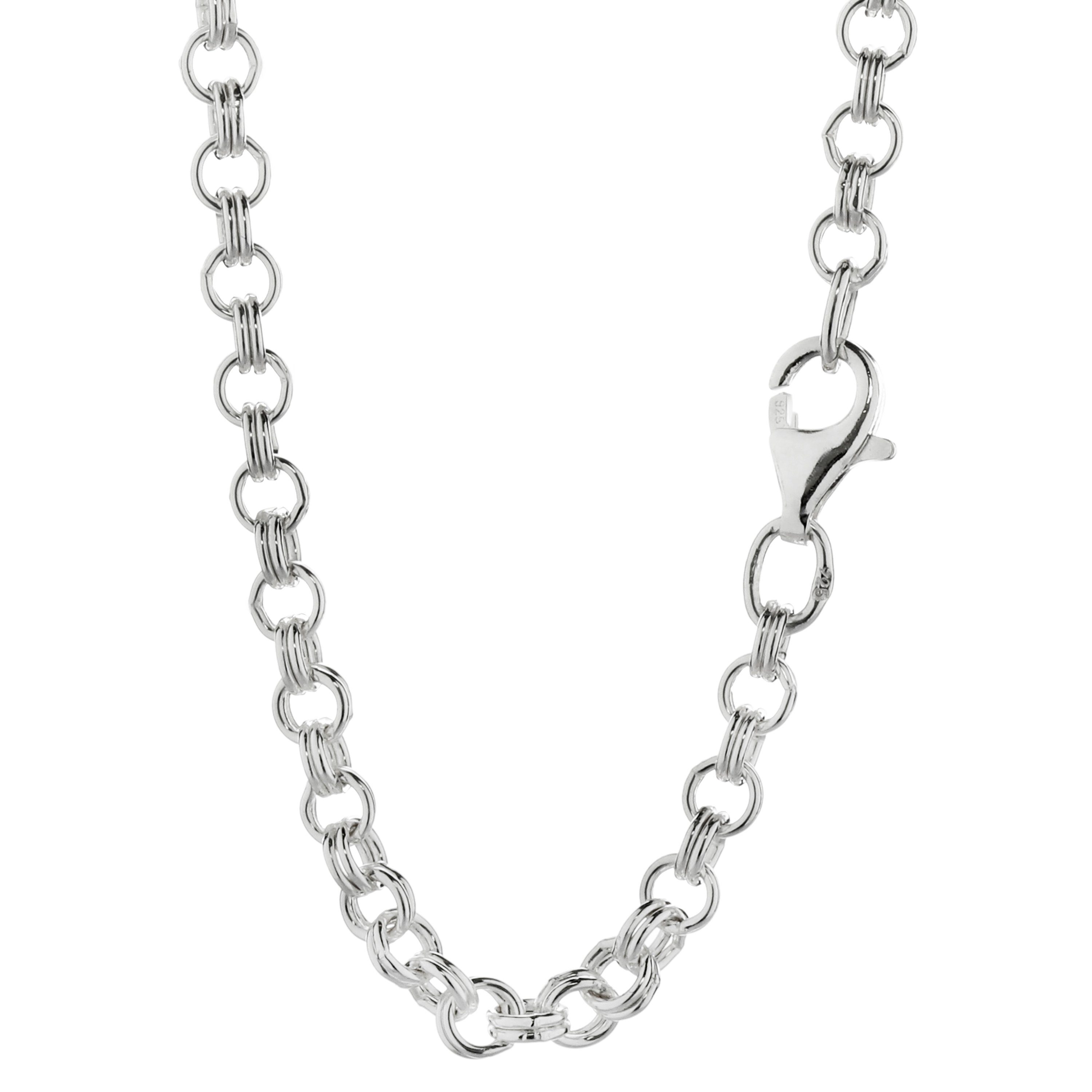 NKlaus Silberkette Halskette 50cm Zwillingsanker Kette 925 Silber Collier  3,7mm breite Si (1 Stück), Made in Germany