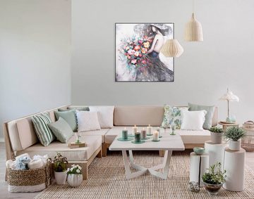 KUNSTLOFT Gemälde Flower Girl 80x80 cm, Leinwandbild 100% HANDGEMALT Wandbild Wohnzimmer