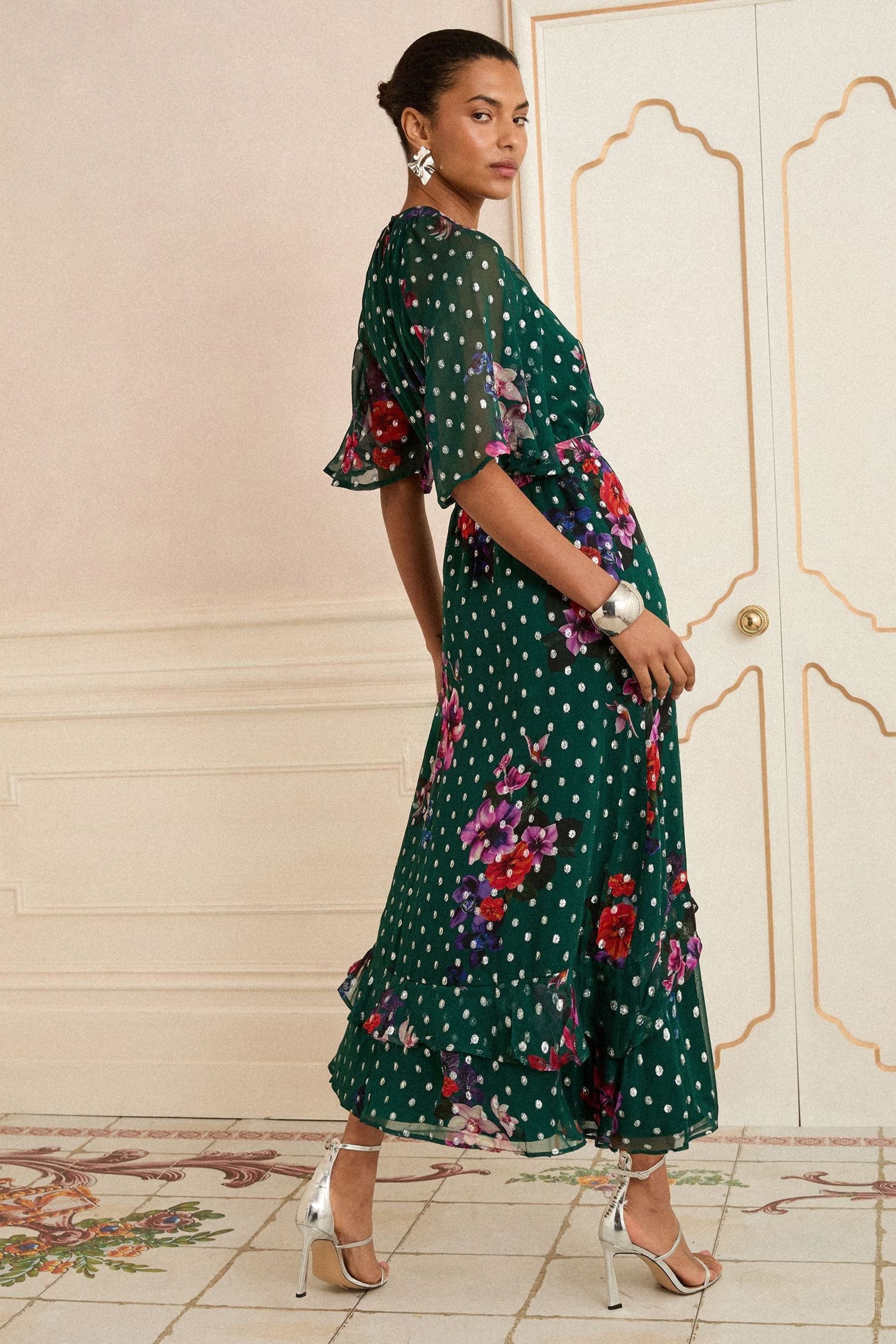 Love & Roses Midikleid Love & Roses Metallic-Midikleid mit Print (1-tlg) günstig online kaufen