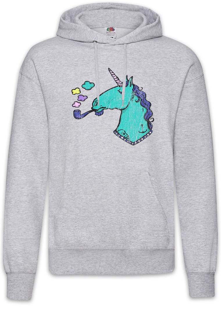 Hoodie Smoking Unicorn Herren Hoodie Einhorn Comic Anime Regenbogen Rainbow
