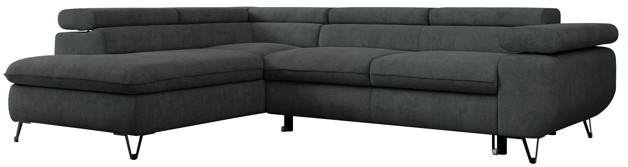 MKS MÖBEL Ecksofa PETER L, Set, Ecksofa L-form, HR35-Schaum, Wellenfederkern, Bettfunktion, Einstellbare Kopfstützen, Bettkasten