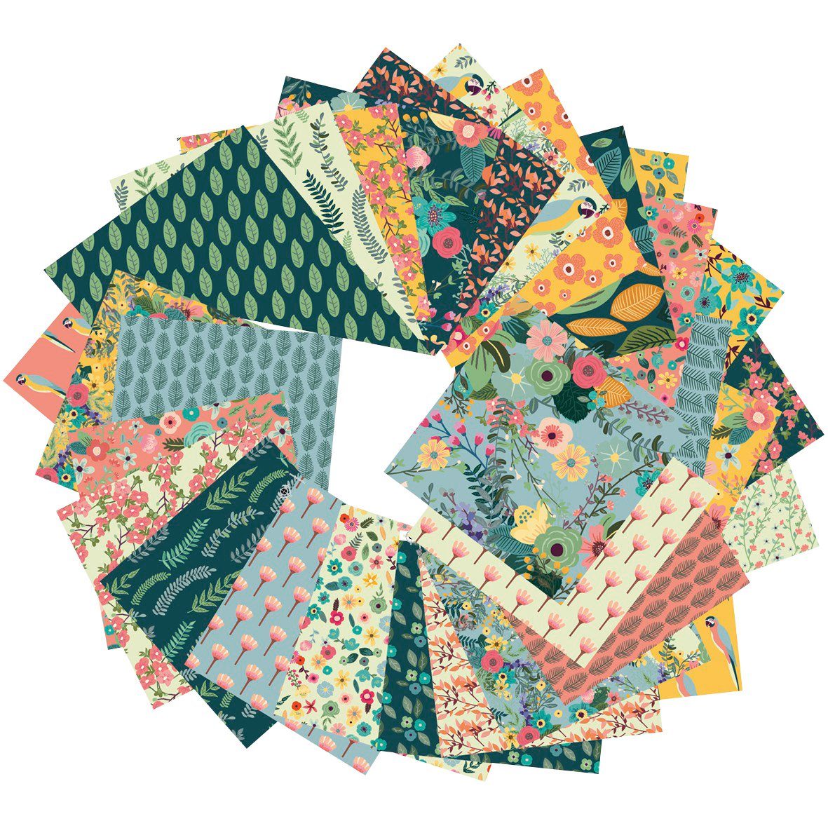 CLAIREFONTAINE Kraftpapier Jungle, 15 cm x 15 cm sortiert