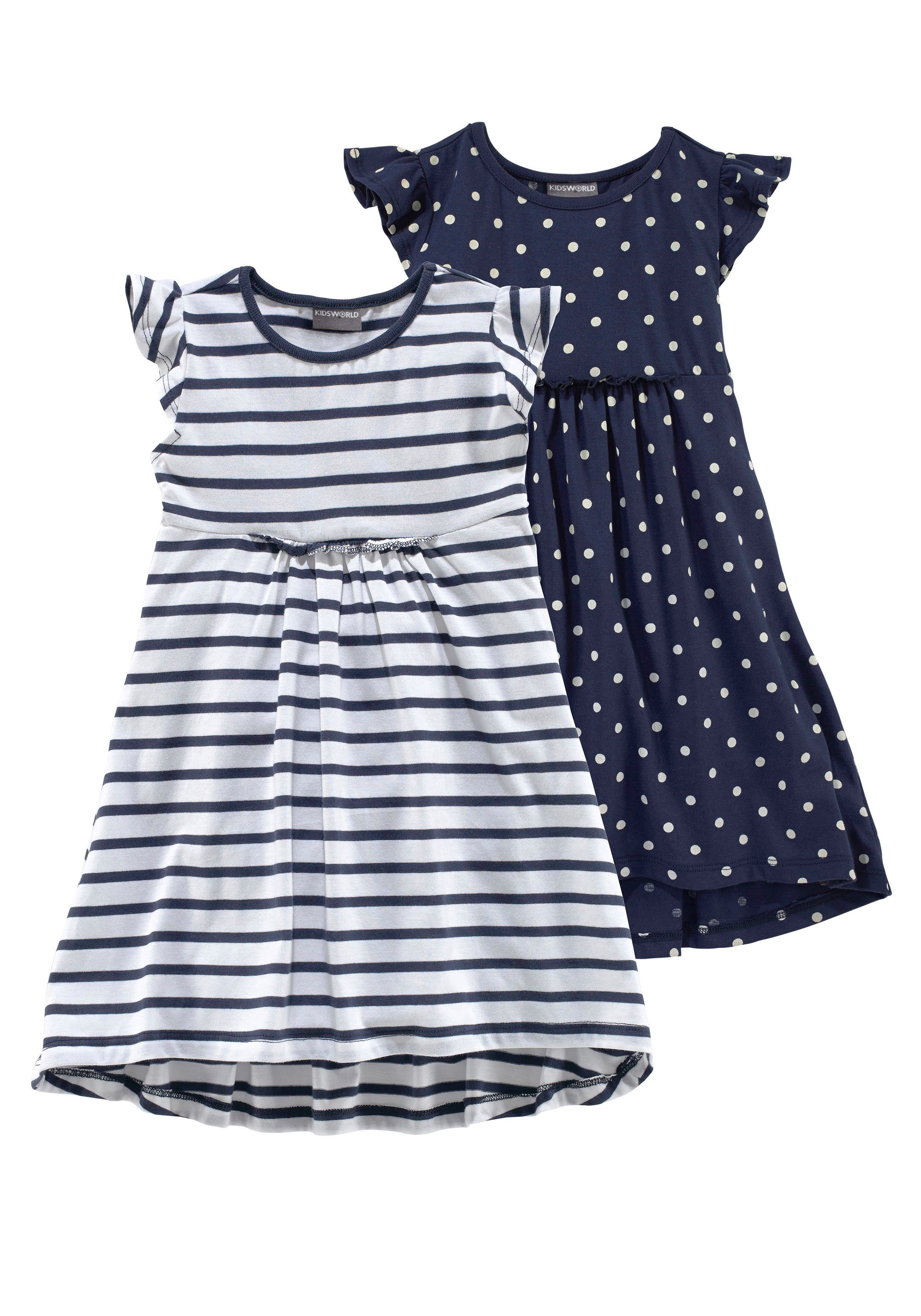 KIDSWORLD Jerseykleid für kleine Mädchen (Packung, 2-tlg., 2) kniefrei, modischer Stil, aus reiner Baumwolle, breite Träger