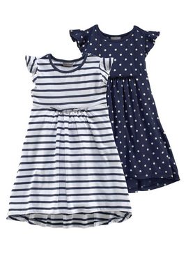 KIDSWORLD Jerseykleid für kleine Mädchen (Packung, 2-tlg), mit Streifen und Punkten