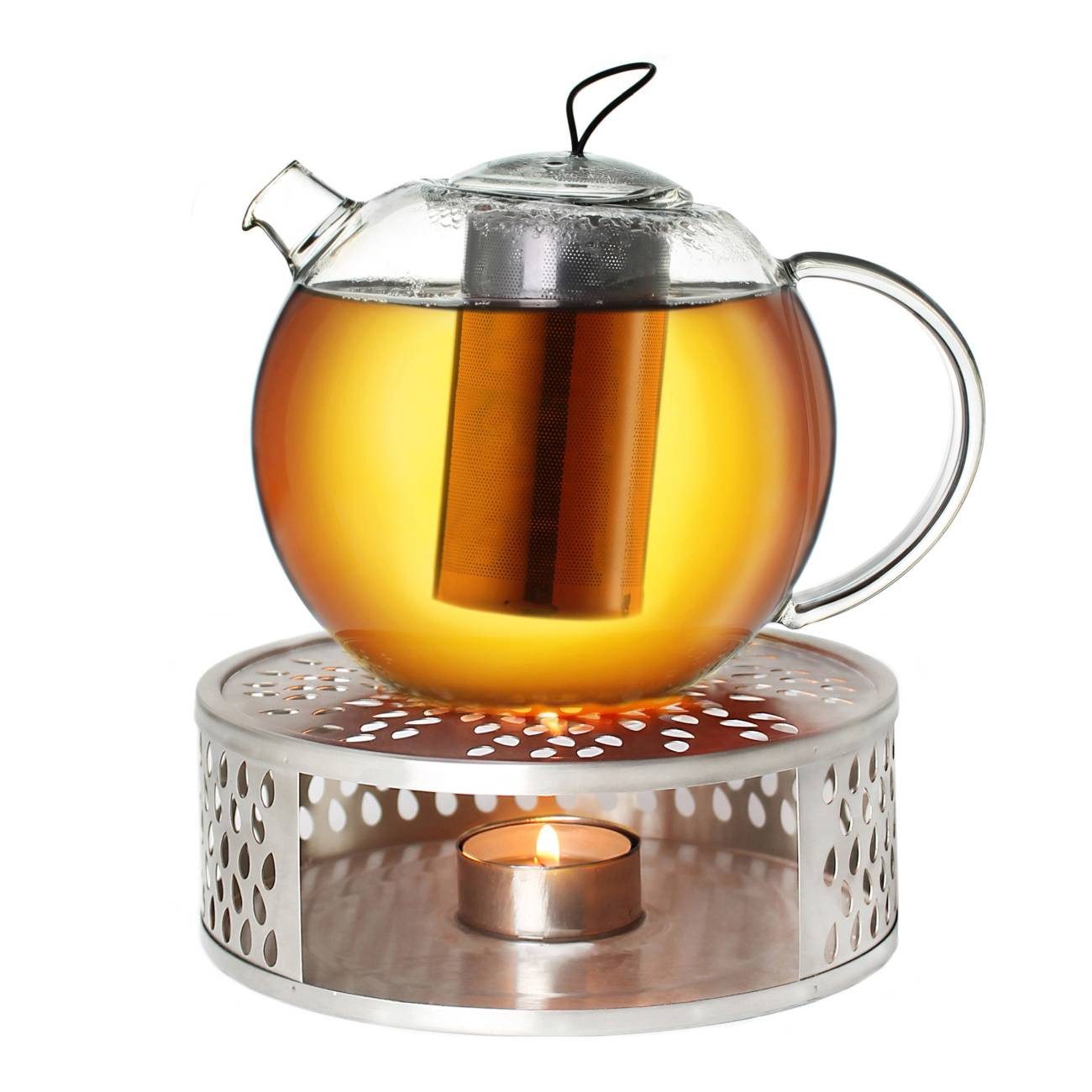 Creano Teekanne Teekanne “Jumbo” 1,0l mit Stövchen, 1 l, (Set, 4-St., 1 Teekanne, 1 Stövchen, 1 Deckel), Mit Silikonschlaufe