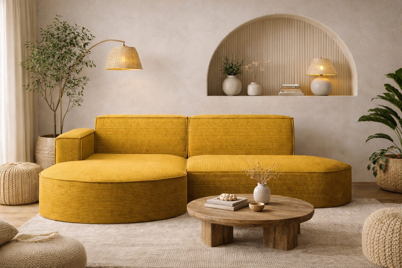 Kaiser Möbel Ecksofa Designer MODENA STUDIO L stoff Cord, Ecksofa, Cord Sofa, L-Form, Links/Rechts wählbar