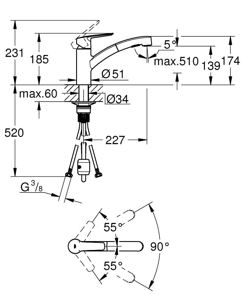 Grohe Küchenarmatur Start Einhand-Spültischbatterie, Quickfix, matte black (303072431)