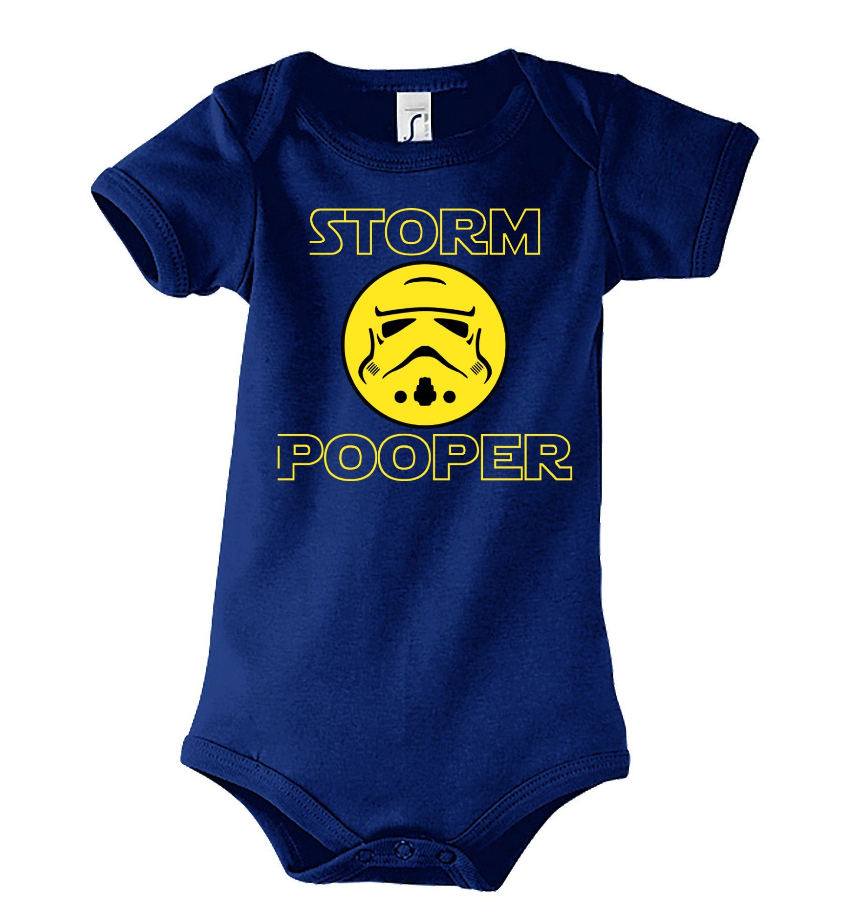 Youth Designz Kurzarmbody Storm Pooper Trooper Baby Body Kurzarm Strampler mit lustigem Spruch & Logo Print Navyblau | Shirtbodies