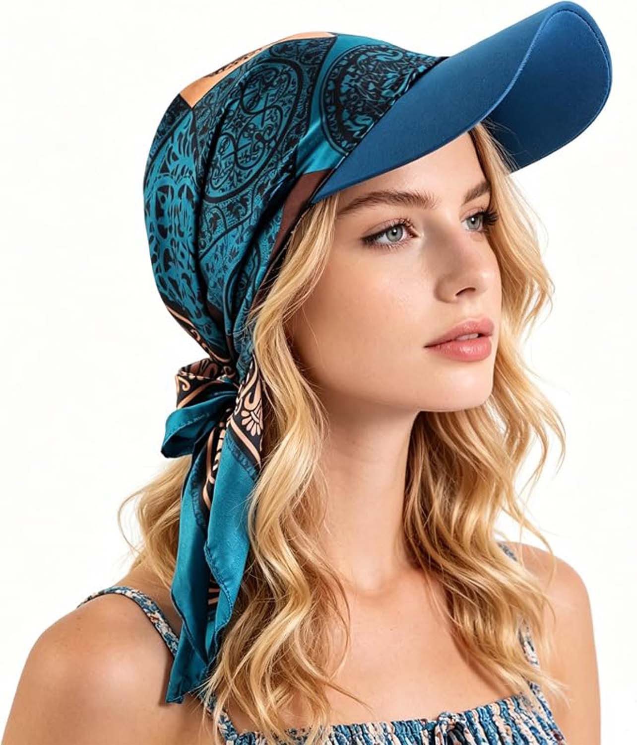 nsihing Turbanmütze Mütze mit Kopftuch für Damen Kopftuch mit Krempenvisier