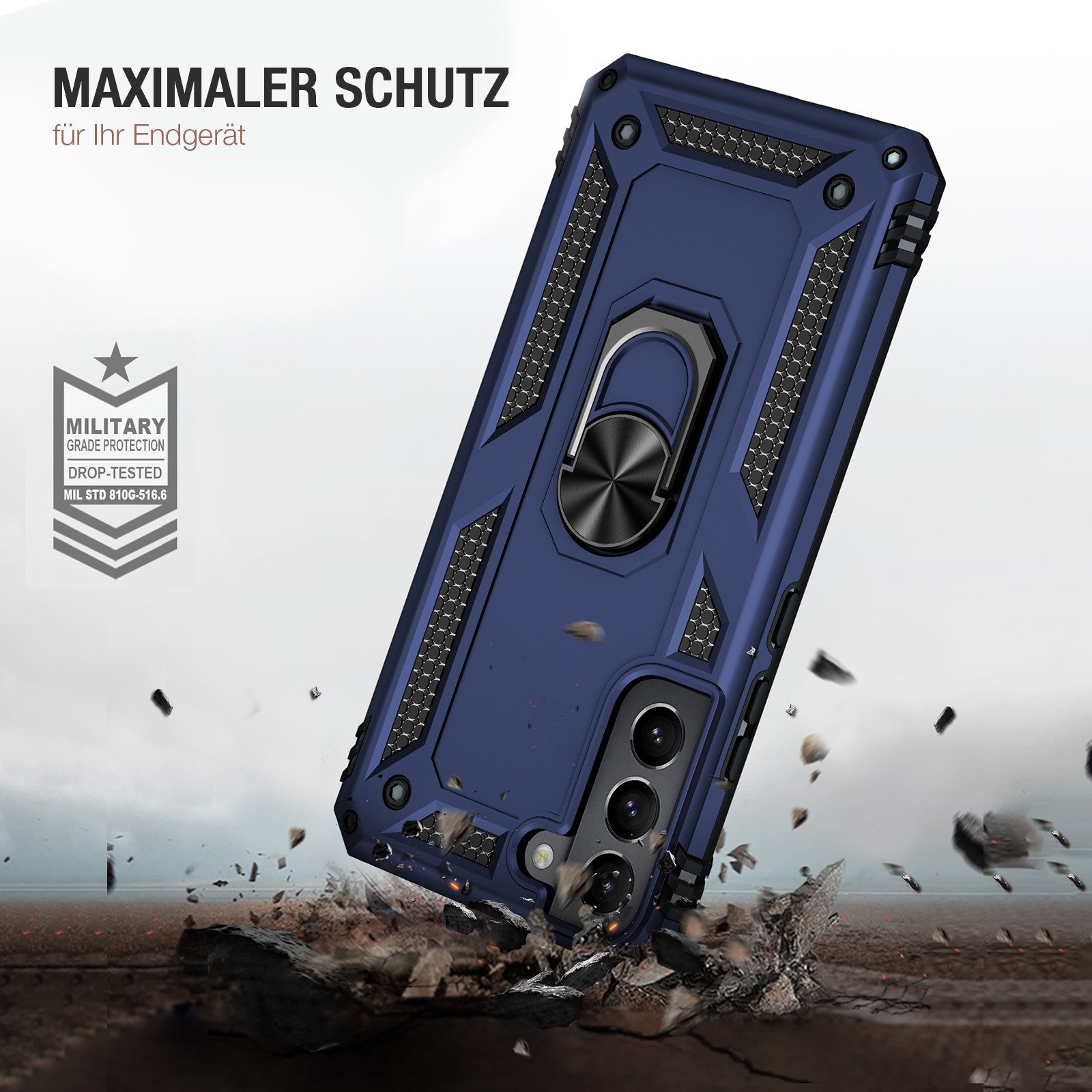 Tec-Expert Handyhülle Outdoor Cover Hülle für Samsung Galaxy S22 6.1 Zoll, 6.1, Premium Hülle aus verstärktem Polycarbonat