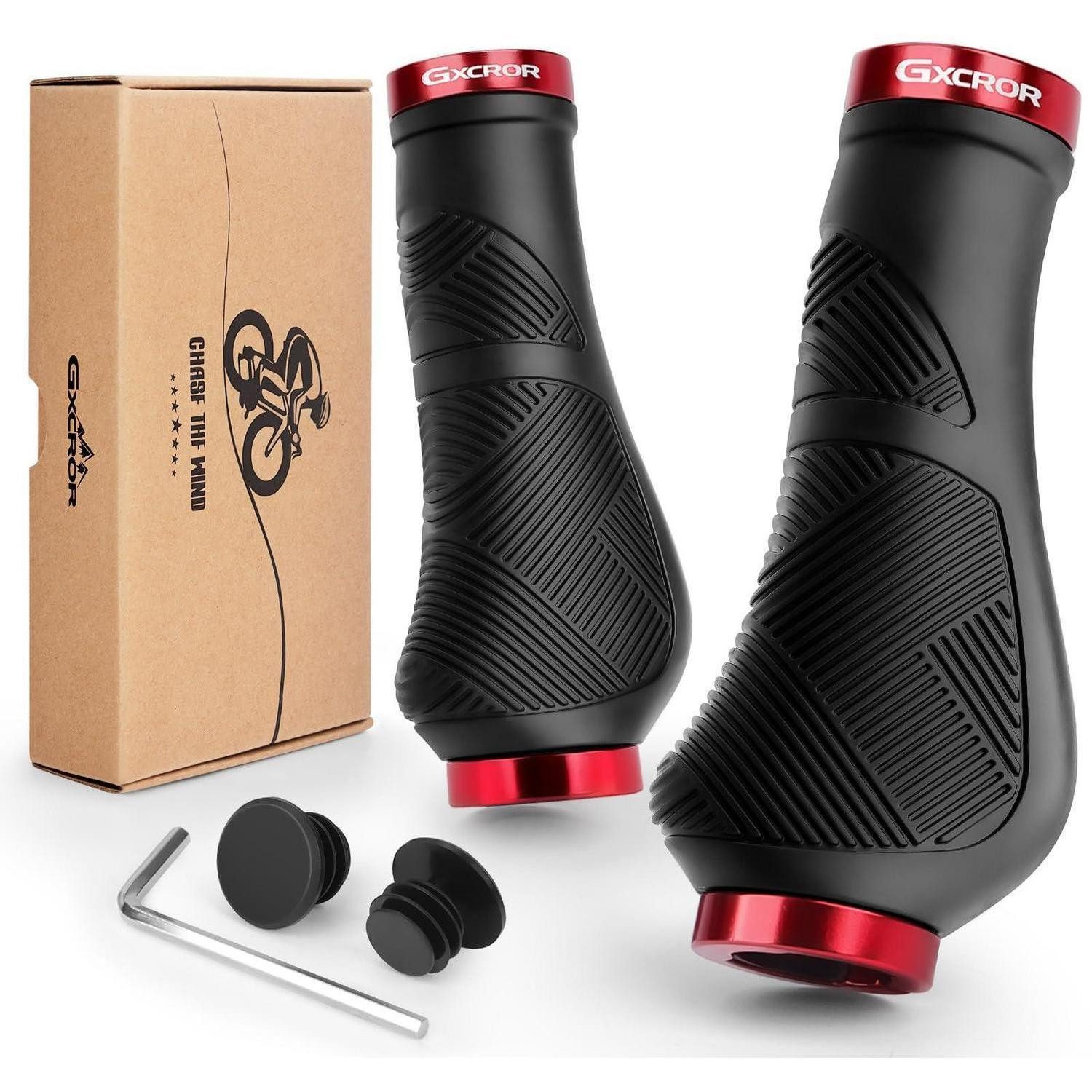 LuxusKollektion Fahrradlenker Fahrradgriffe Gummigriffe Verriegelung 22mm Schwarz+Rot(130mm+130mm)