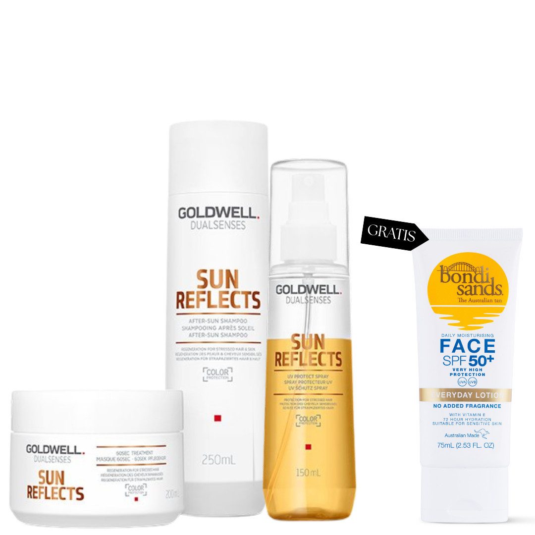 Goldwell Haarpflege-Set Dualsenses Sun Reflects Set inklusive Sonnencreme, 4-tlg., Rundumschutz für sonnenbeanspruchtes Haar