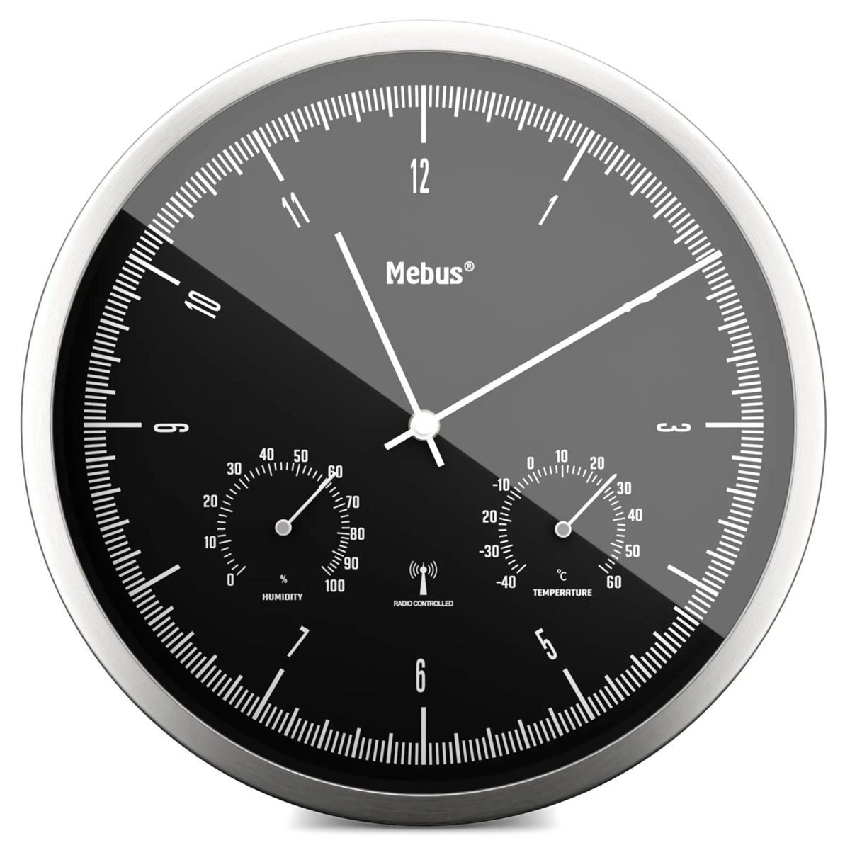 Mebus Wecker 19777 Funkwanduhr mit Thermo-Hygrometer