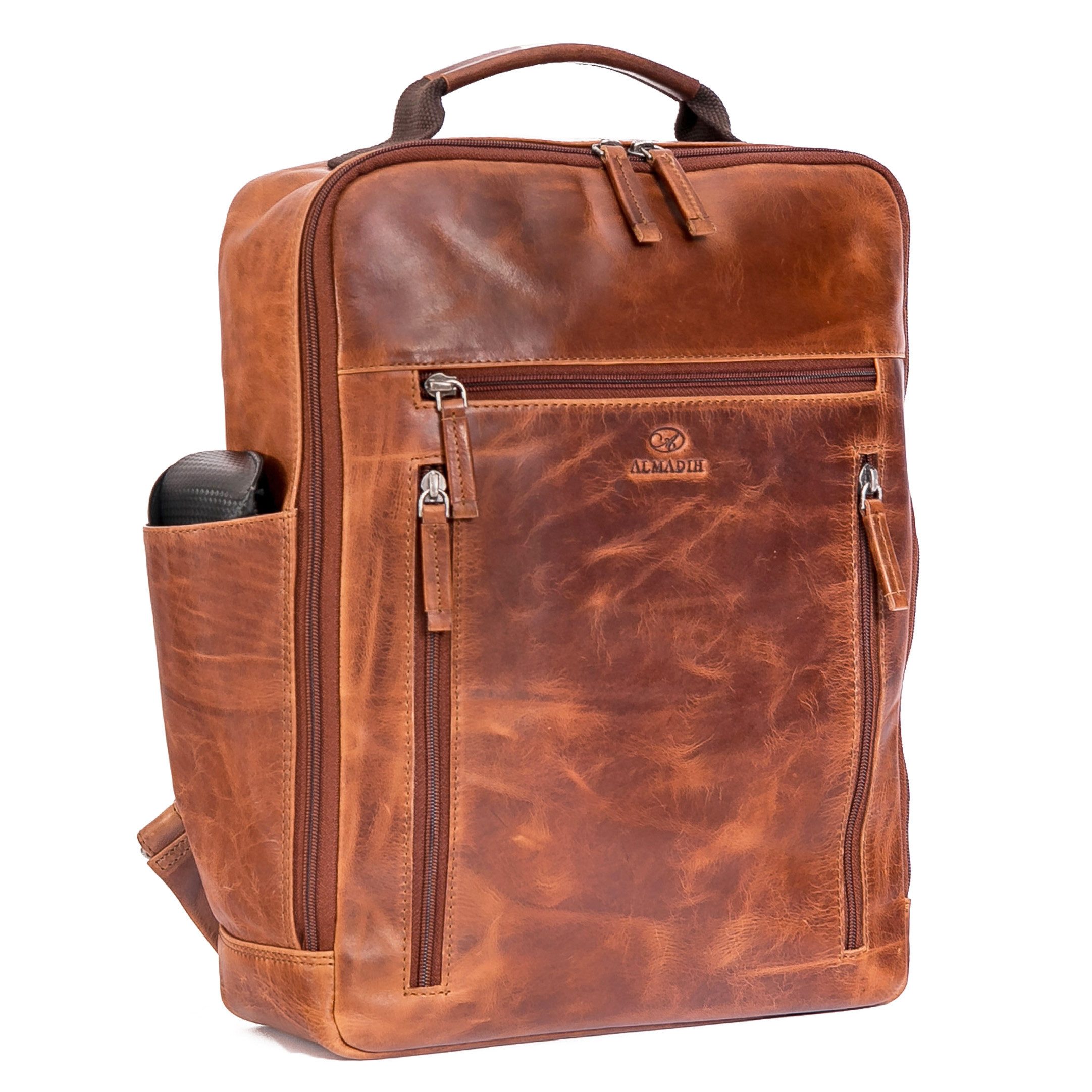 ALMADIH Schultertasche MOE Ledertasche 15 Zoll Laptop Tasche Reisetasche