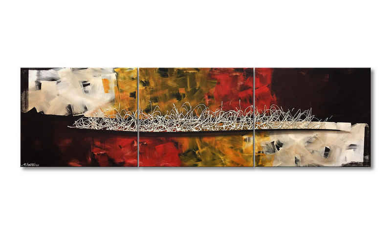 WandbilderXXL XXL-Wandbild Inflammable 240 x 70 cm, Abstraktes Gemälde, handgemaltes Unikat