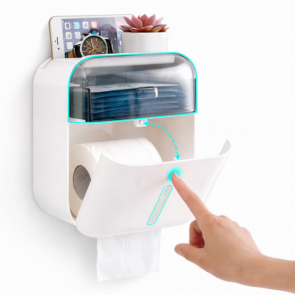 Creliv Toilettenpapierhalter 3-in-1 – Ablage, Schublade & Handyhalter