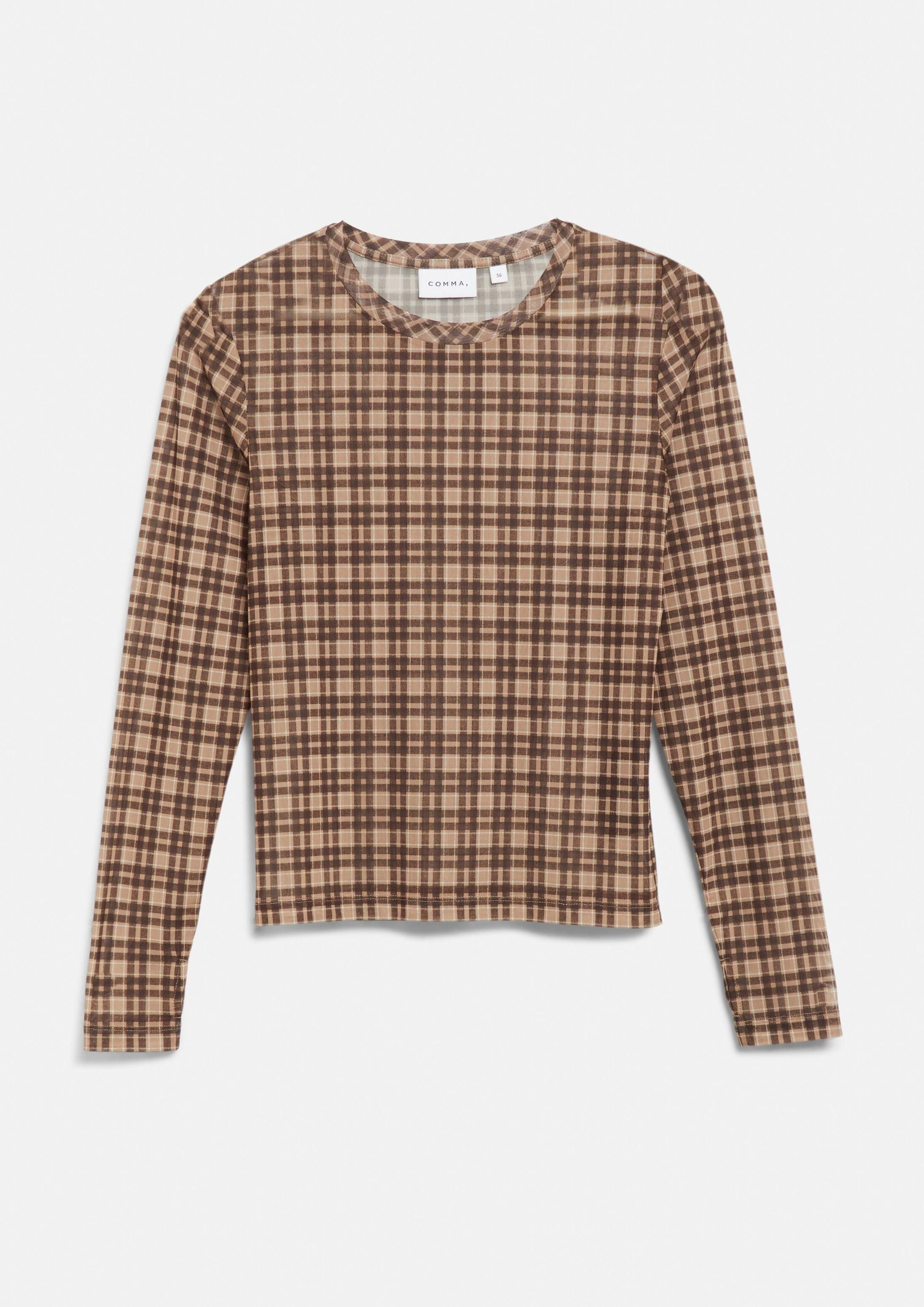 comma Langarmshirt T-Shirt Longsleeve aus Mesh