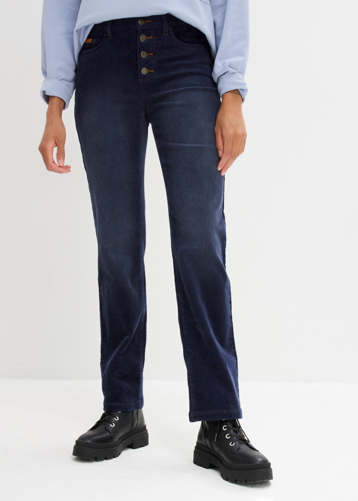 bonprix Cordhose mit weiter Stretch-Ausführung, weite Form, Regular Fit, im Casual Stil