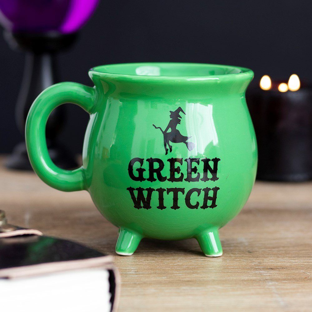 MystiCalls Tasse Hexenkessel Tasse - Teetasse Kaffeetasse Hexe Witch Black Magic grün