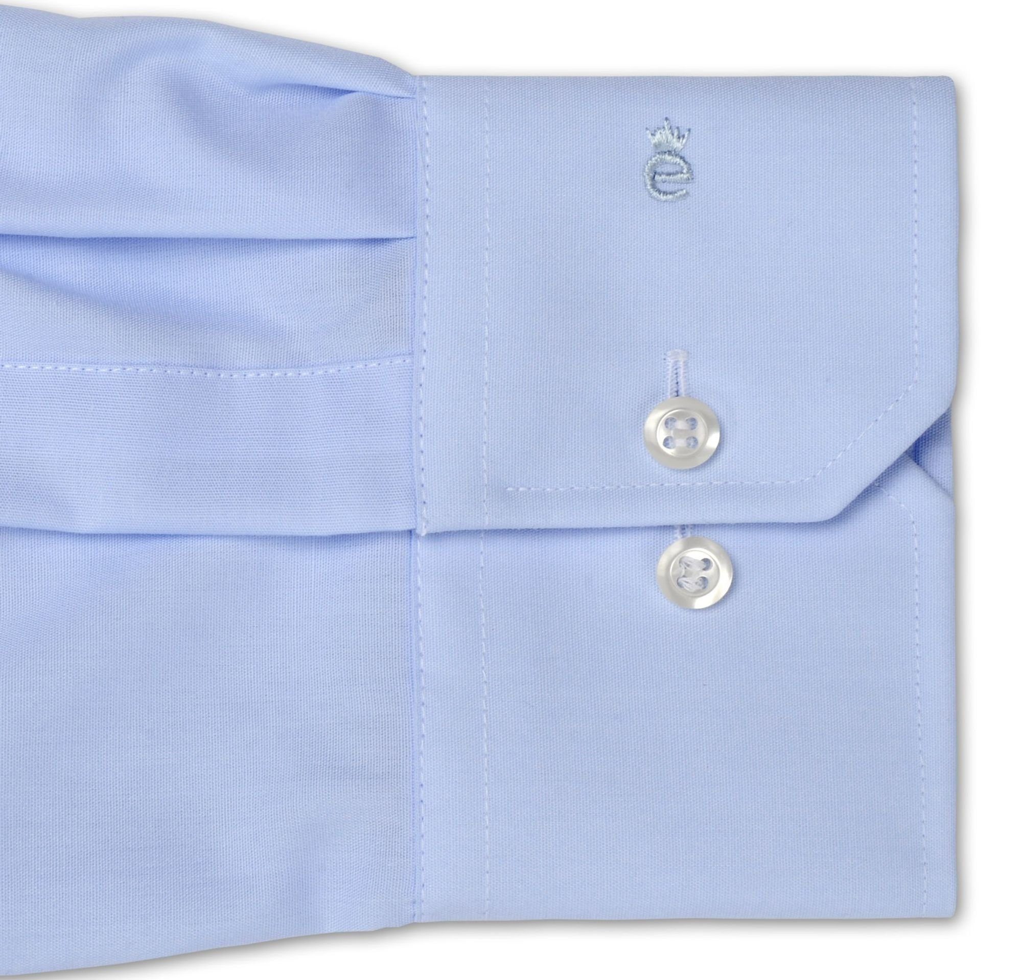 Einfarbig Langarmhemd Fit (10) Modern Eterna strukturiert Hellblau