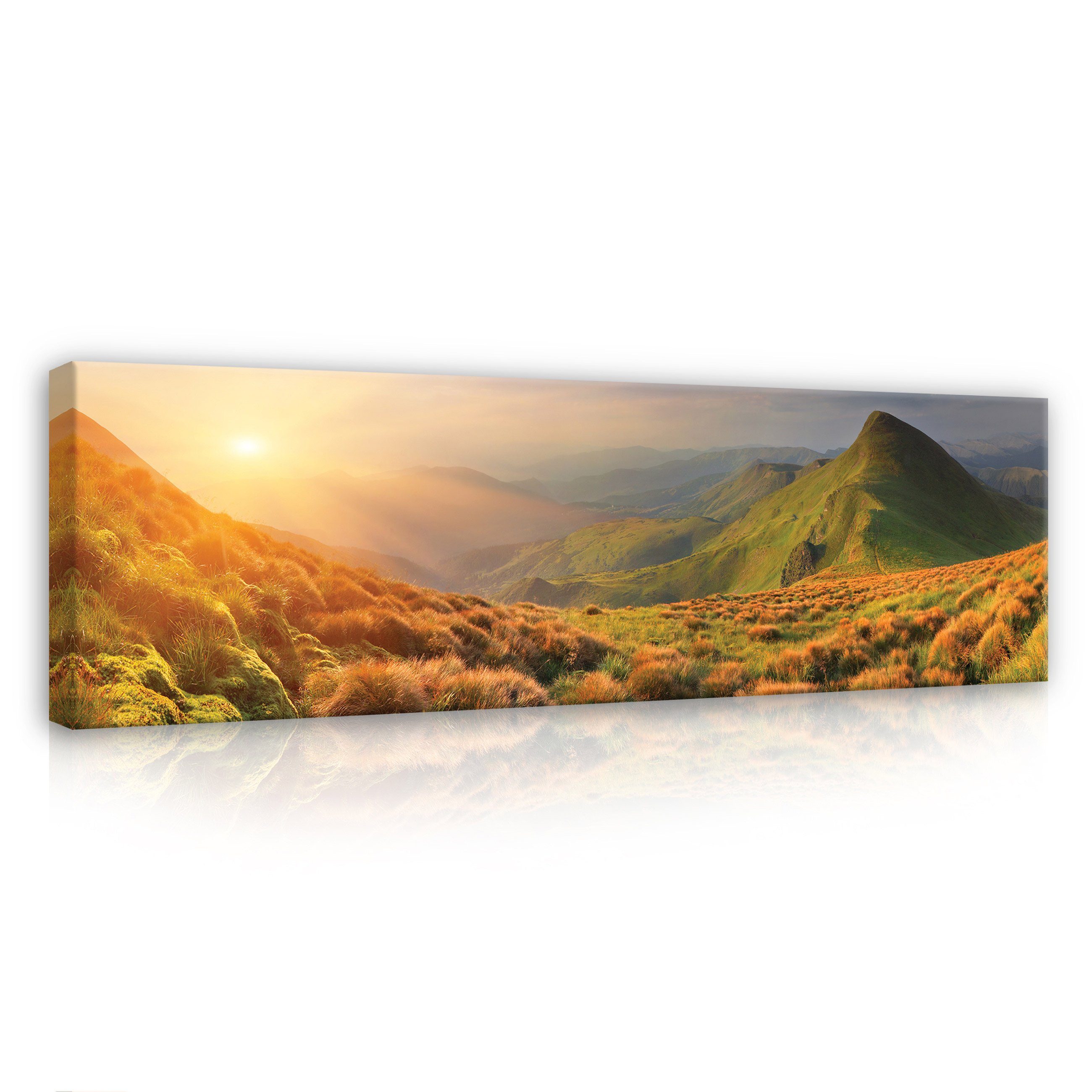 Wallarena Leinwandbild Landschaft Natur Hügel Wandbild XXL Leinwandbilder Modern 145x45 cm, Natur (Einteilig, 1 St), Leinwandbild Leinwand Bilder Bild Groß Aufhängefertig