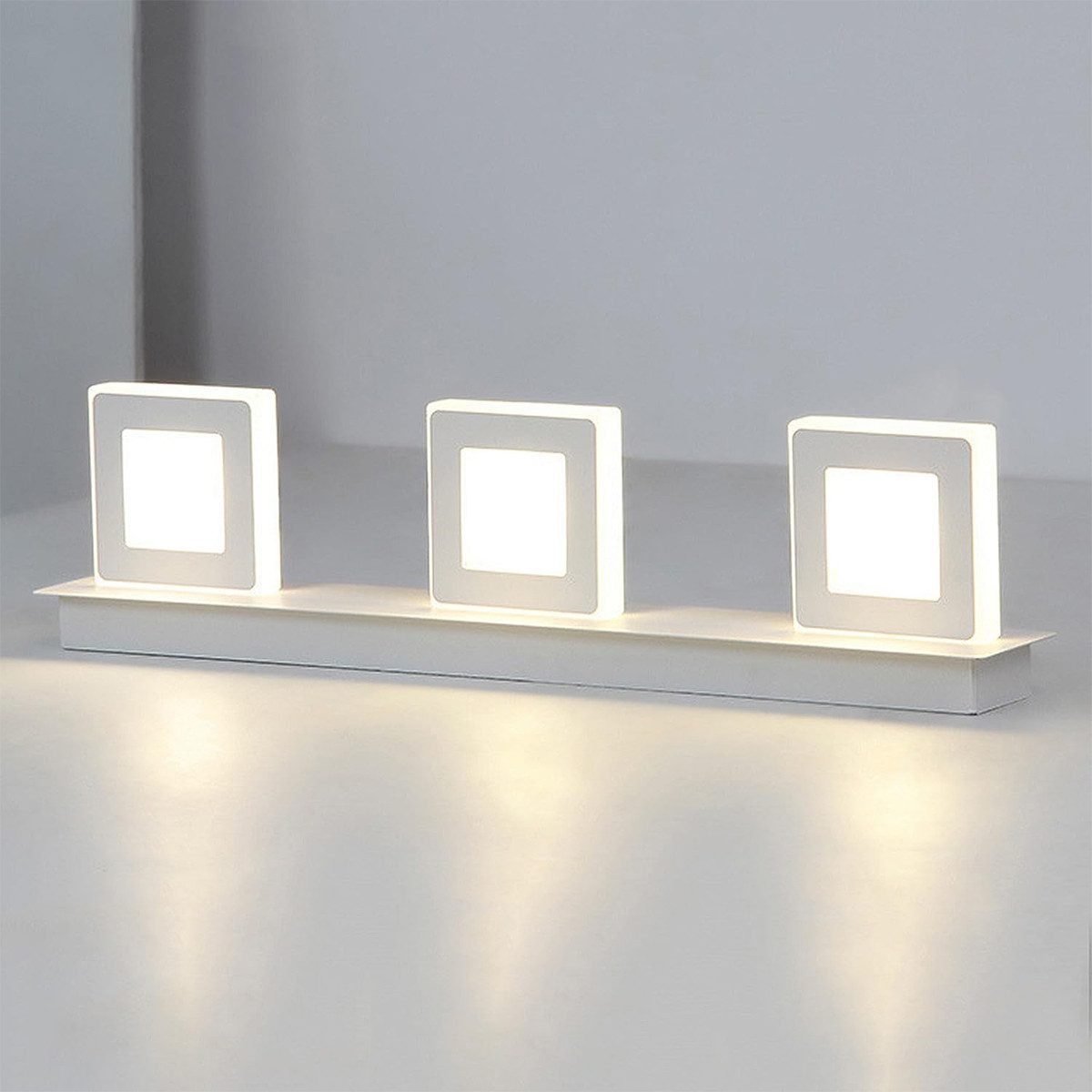 Jioson Spiegelleuchte 3 Köpfe LED Spiegelleuchte Spiegelleuchte, weißes Licht/warmes Licht/neutrales Licht, 48*13*7cm Drehbares dimmbares LED-Licht, 15W