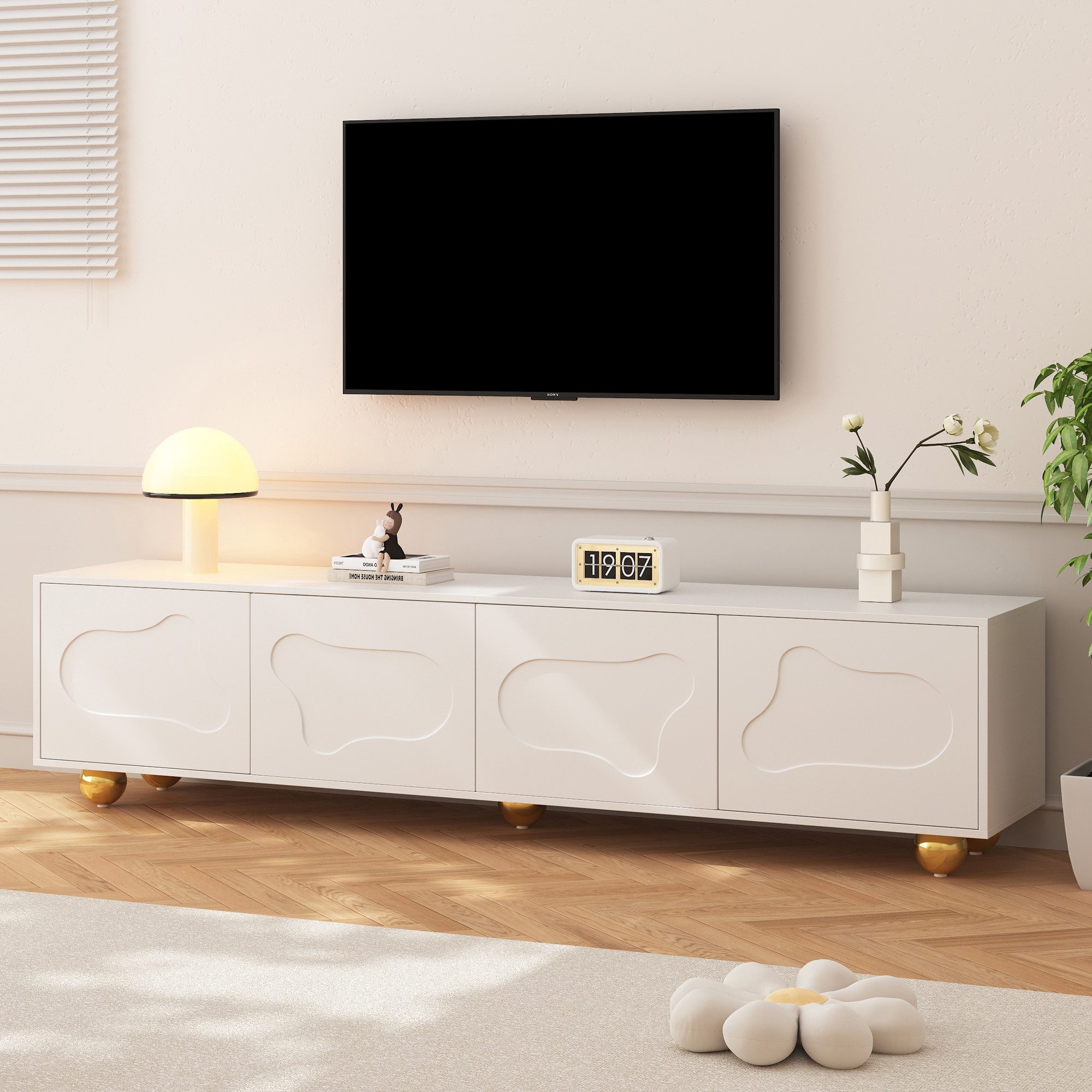 Merax Lowboard hochglanz TV-Lowboard im Wolken-Design günstig online kaufen