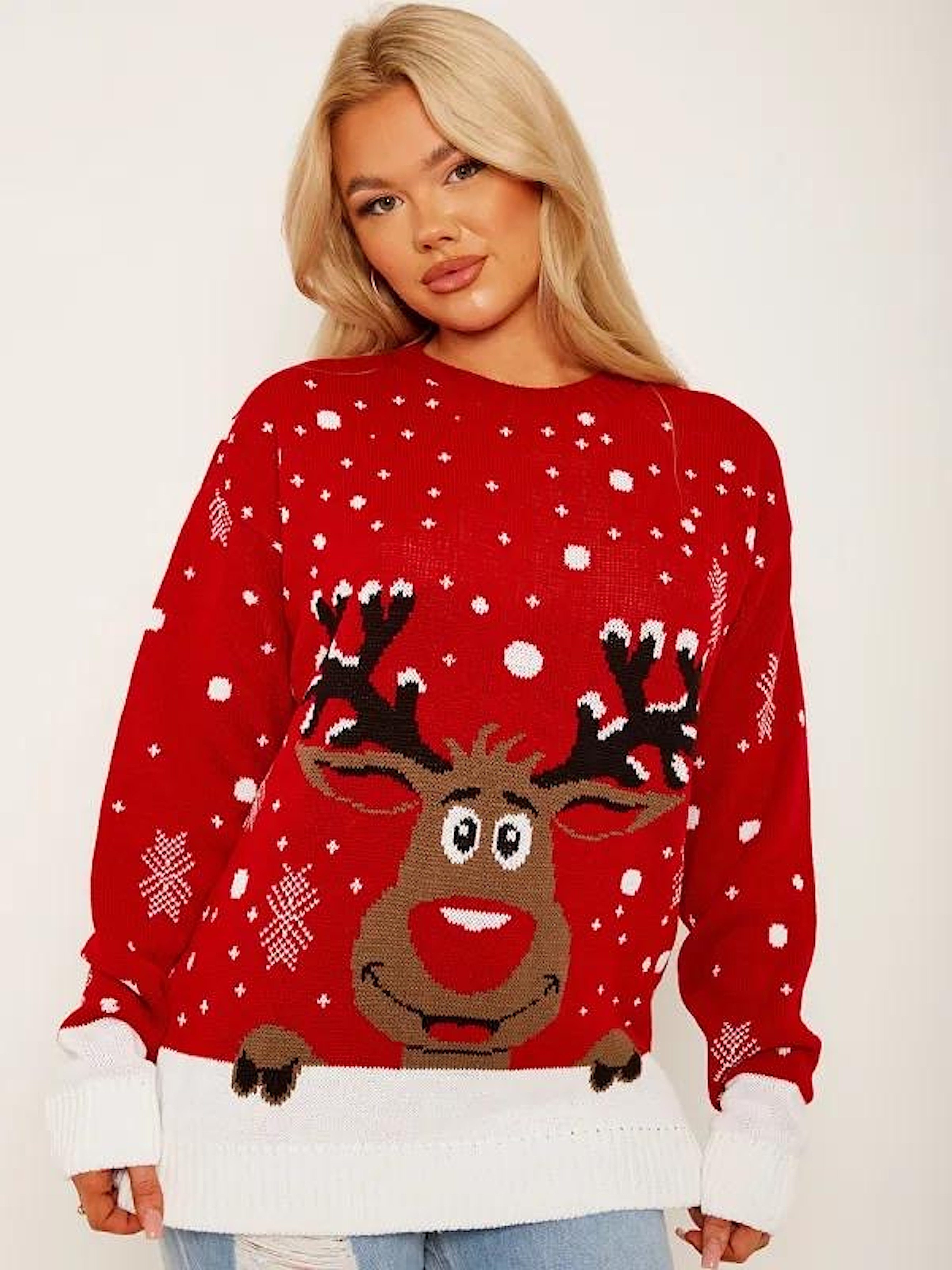 ZHAOCAI Weihnachtspullover Damen - Lustiger Ugly Christmas Sweater Mit Rentier & Schneeflocken | S-XXL