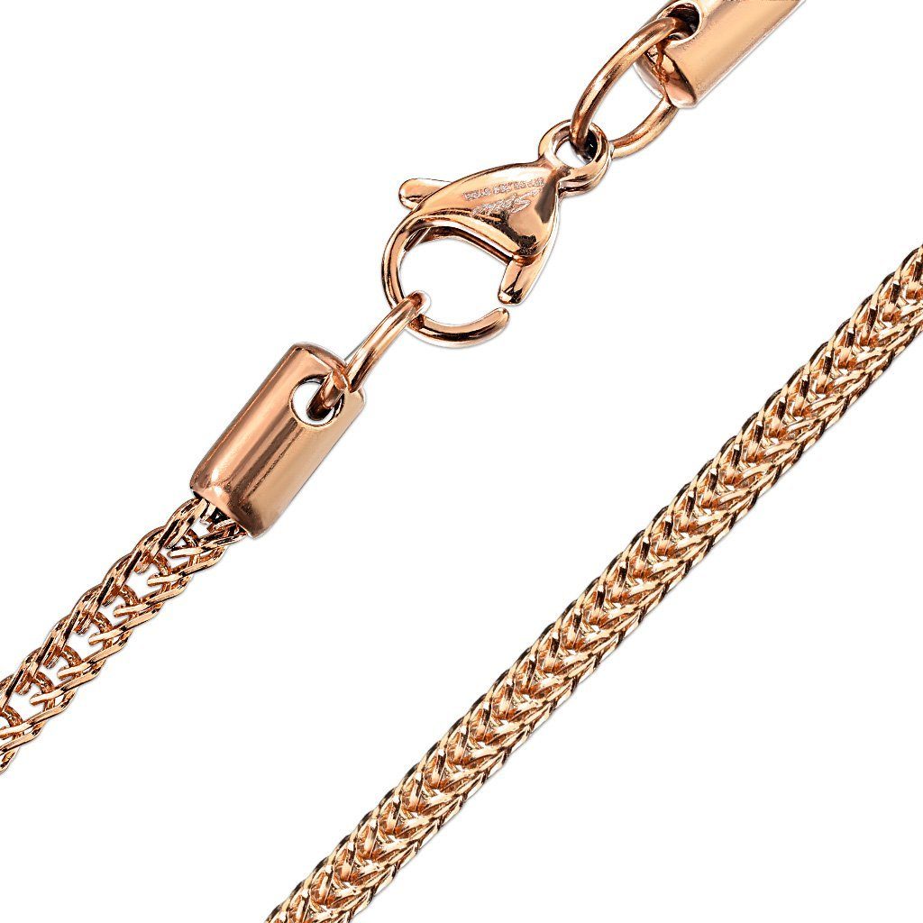 (1-tlg), Ketten-Set Unisex Weizenkette BUNGSA aus Edelstahl quadratische Halskette Rosegold Kette Necklace