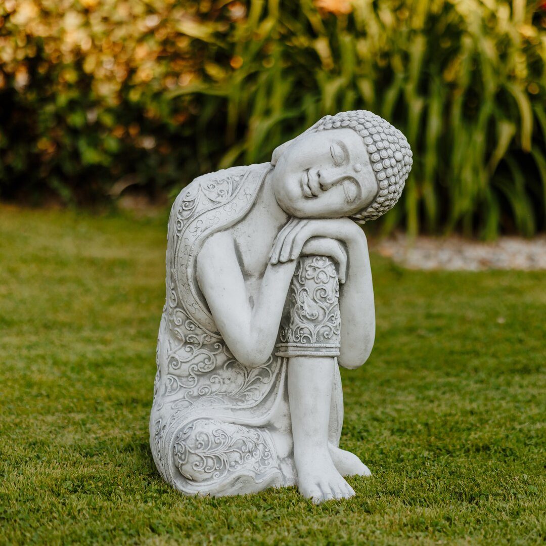 gartendekoparadies.de Gartenfigur Knieende Buddha Statue, Steinfigur, H. 60 cm, 68 kg, Steinguss, Frostsicher
