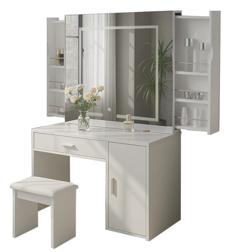 Aileenstore Schminktisch SLIDE, inkl. dimmbare LED´s, Türen und Schubkästen