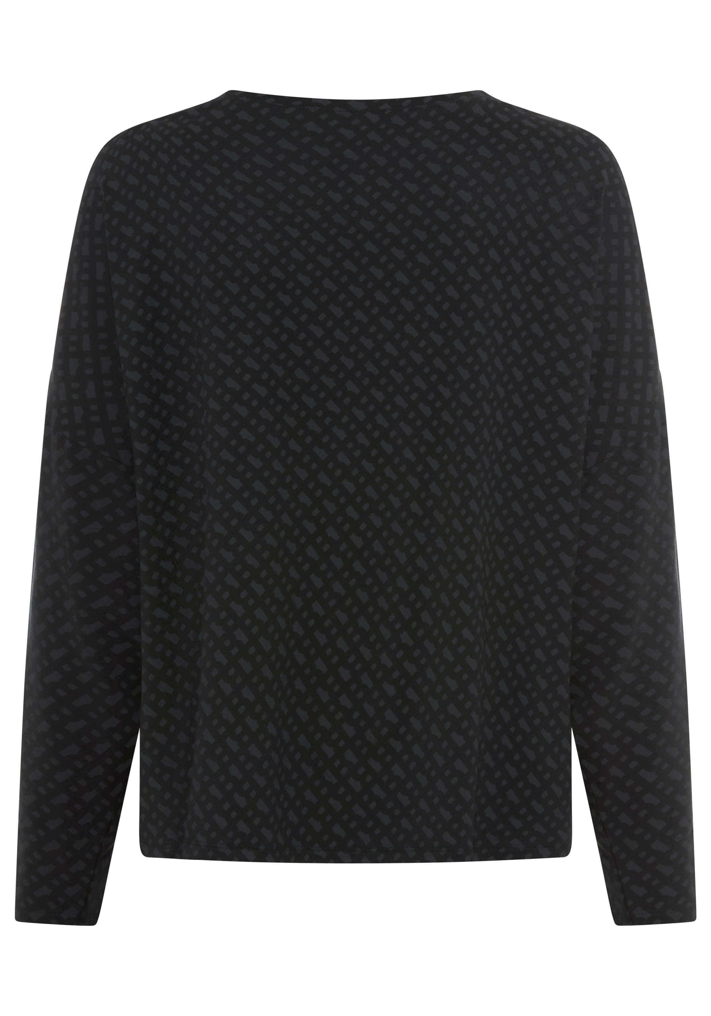 BOSS Pyjamaoberteil mit Monogramm-Print und Fledermausärmeln, Rundhalsausschnitt