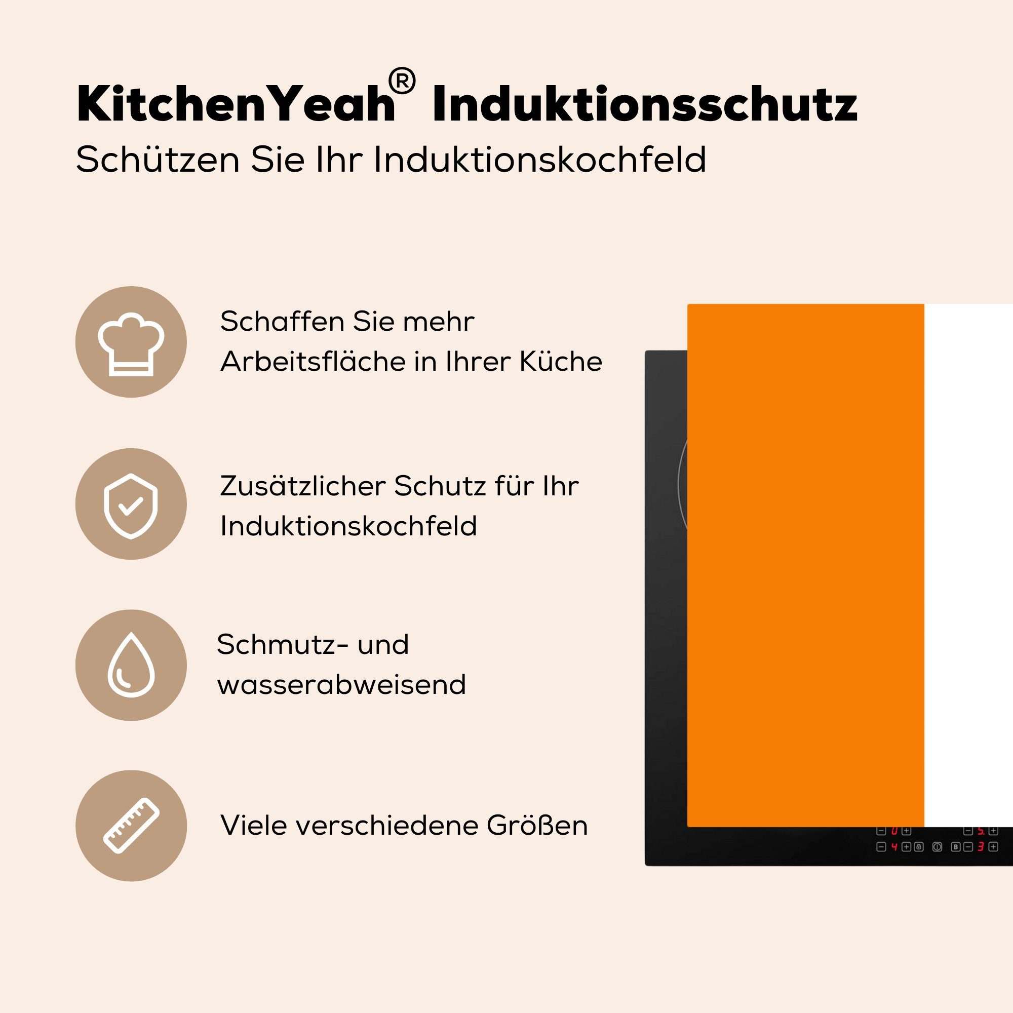 nutzbar, cm, Mobile Herdblende-/Abdeckplatte Elfenbeinküste, Arbeitsfläche MuchoWow 70x52 Flagge tlg), Vinyl, Ceranfeldabdeckung (1