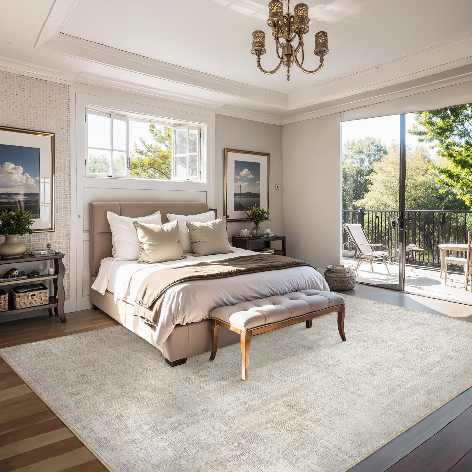 PURECOZY Teppich kurzflor, Wohnzimmerteppich, rutschfester Teppich, Abstrakter Stil, rechteckig, geeignet für verschiedene Innenräume, 160x230cm