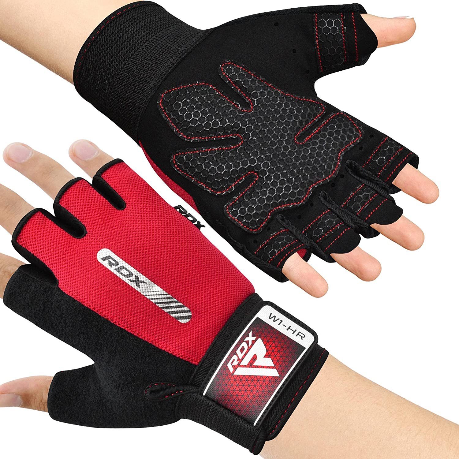 RDX Trainingshandschuhe RDX Fitness Handschuhe Frauen Männer Anti-Rutsch Workout Handschuhe RED