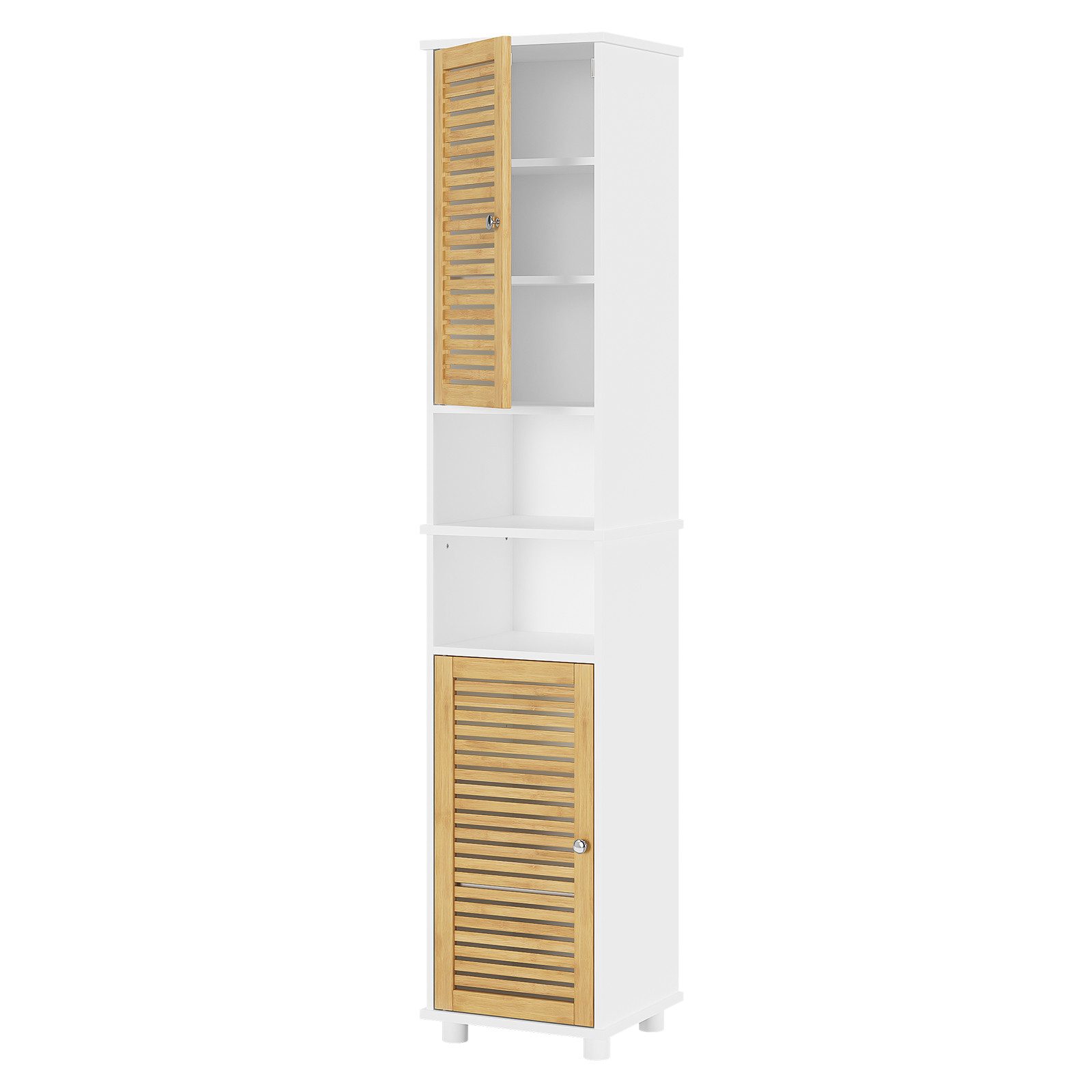 MSMASK Hochschrank Badezimmerschrank Standschrank mit 2 offenen Regalen und günstig online kaufen