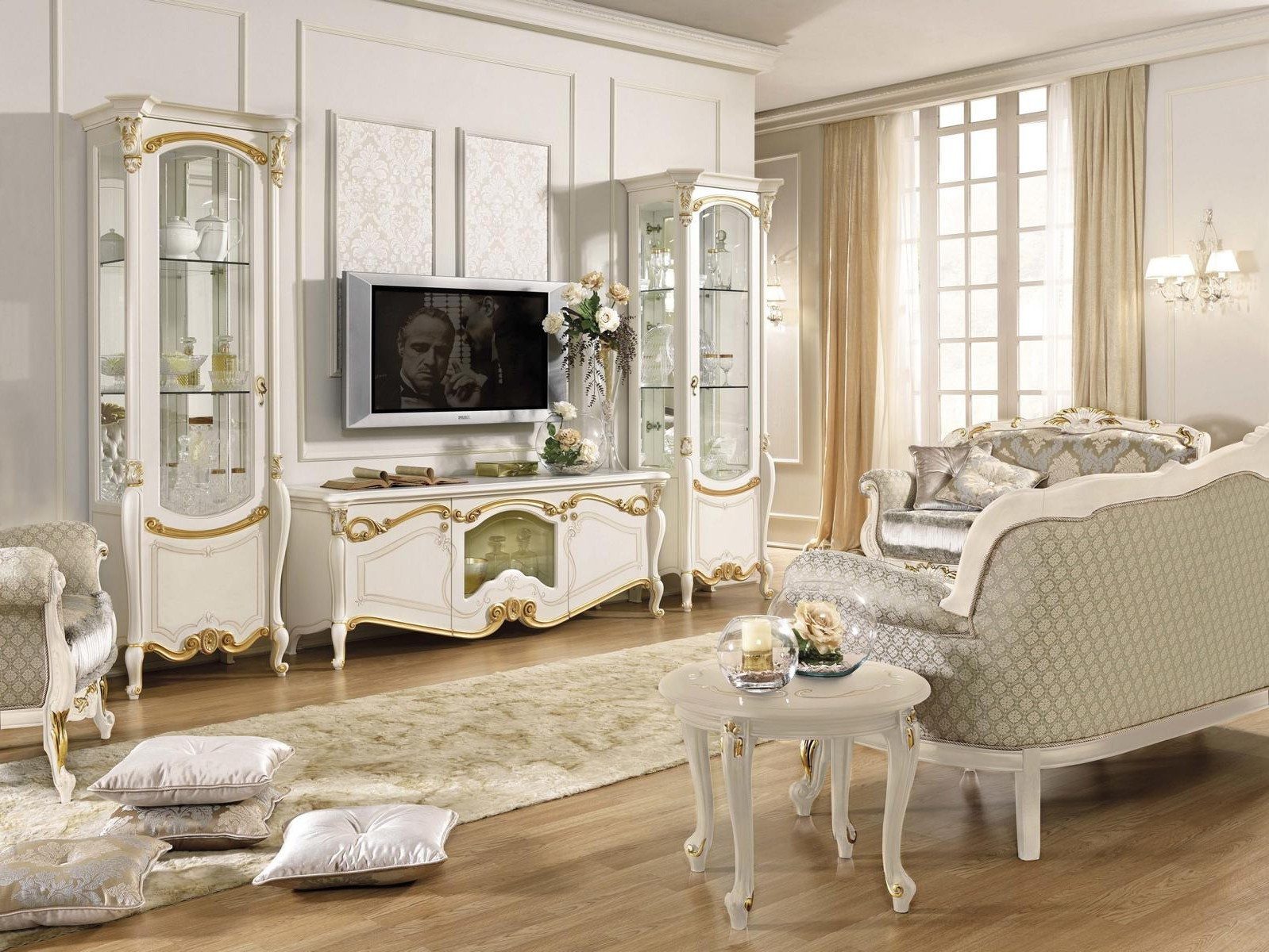 Xlmoebel Wohnwand Klassische Vitrine Sideboard Regal 3-teilig für Wohnzimmer, (3-St), Made in Europa