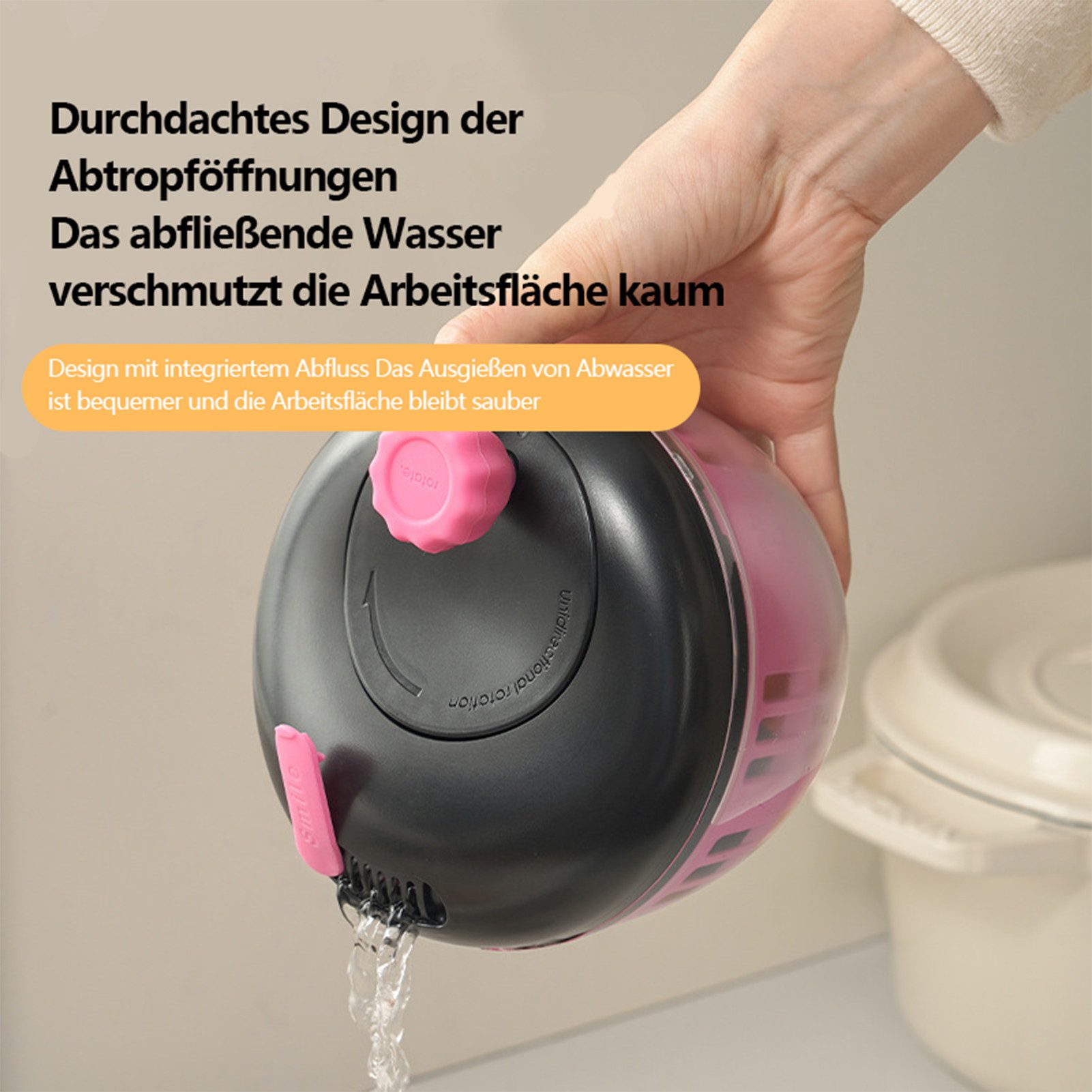 Jumpeak Salatschleuder handbetätigt,Abtropfen lassen,schnelltrocknend,Entwässerungsgerät, (Set, 1×Abtropfkorb, 1×Außenbehälter, 1×Deckel), Obst Und Gemüse Waschen,Schleudern,geruchsneutral,geruchsneutral