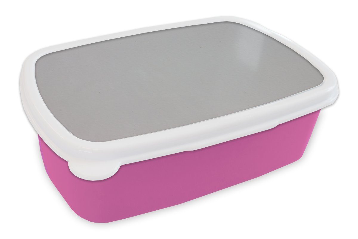 MuchoWow Lunchbox Metalldruck - Grau, Kunststoff, (2-tlg), Brotbox für Erwachsene, Brotdose Kinder, Snackbox, Mädchen, Kunststoff rosa