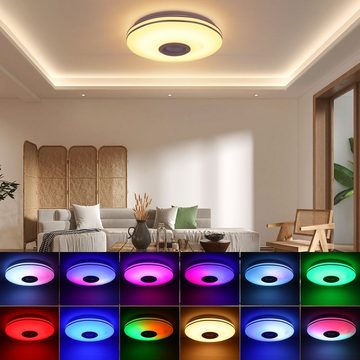 BlingBin LED Deckenleuchte 36W Musik-Deckenleuchte dimmbares Licht mit Bluetooth-Lautsprecher, App-Steuerung, LED fest integriert, Warmweiß, Tageslichtweiß, RGB, App Fernbedienung, LED Farbwechsel
