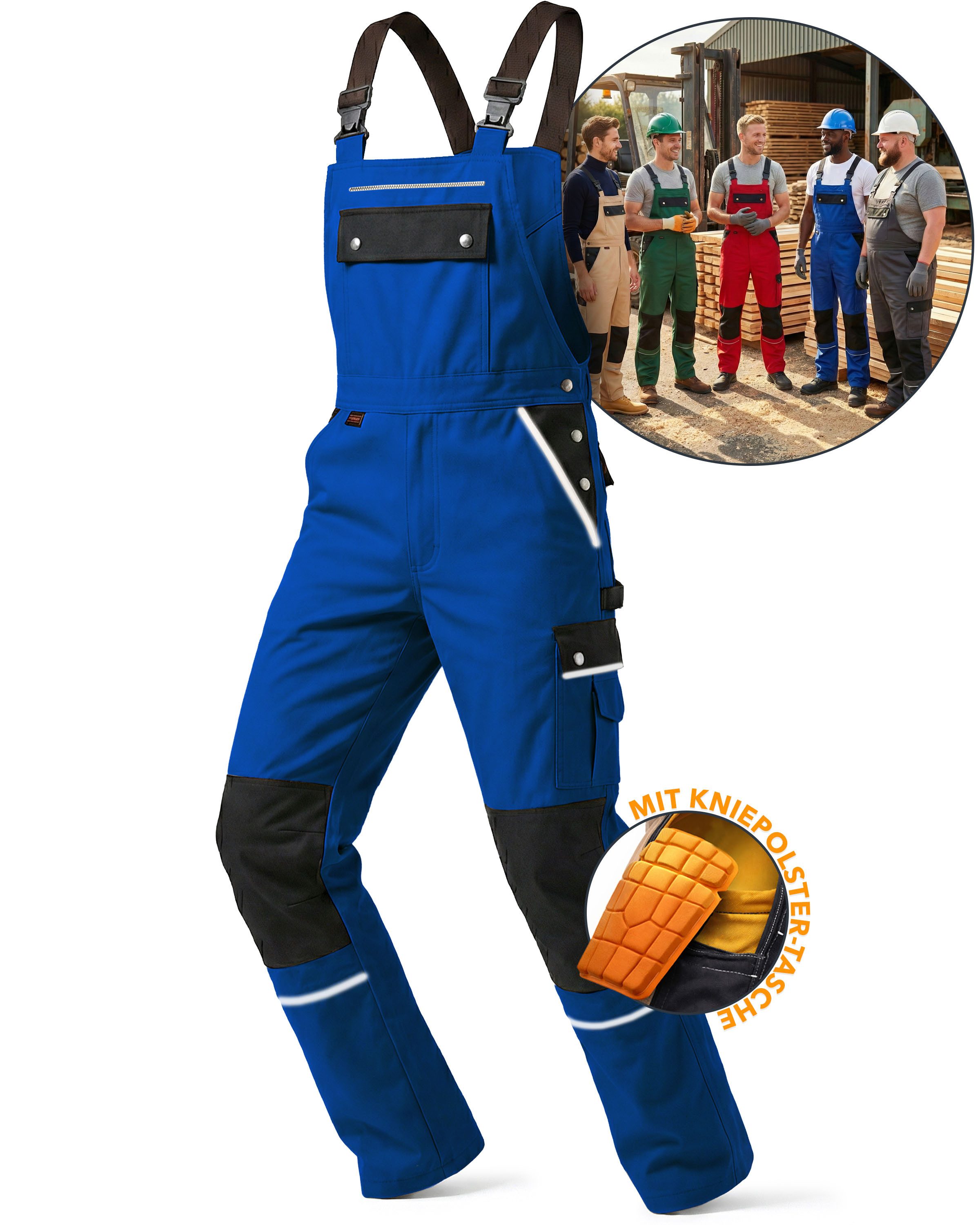 TMG International Arbeitslatzhose Latzhose Arbeitshose Cargohose Overall Blaumann
