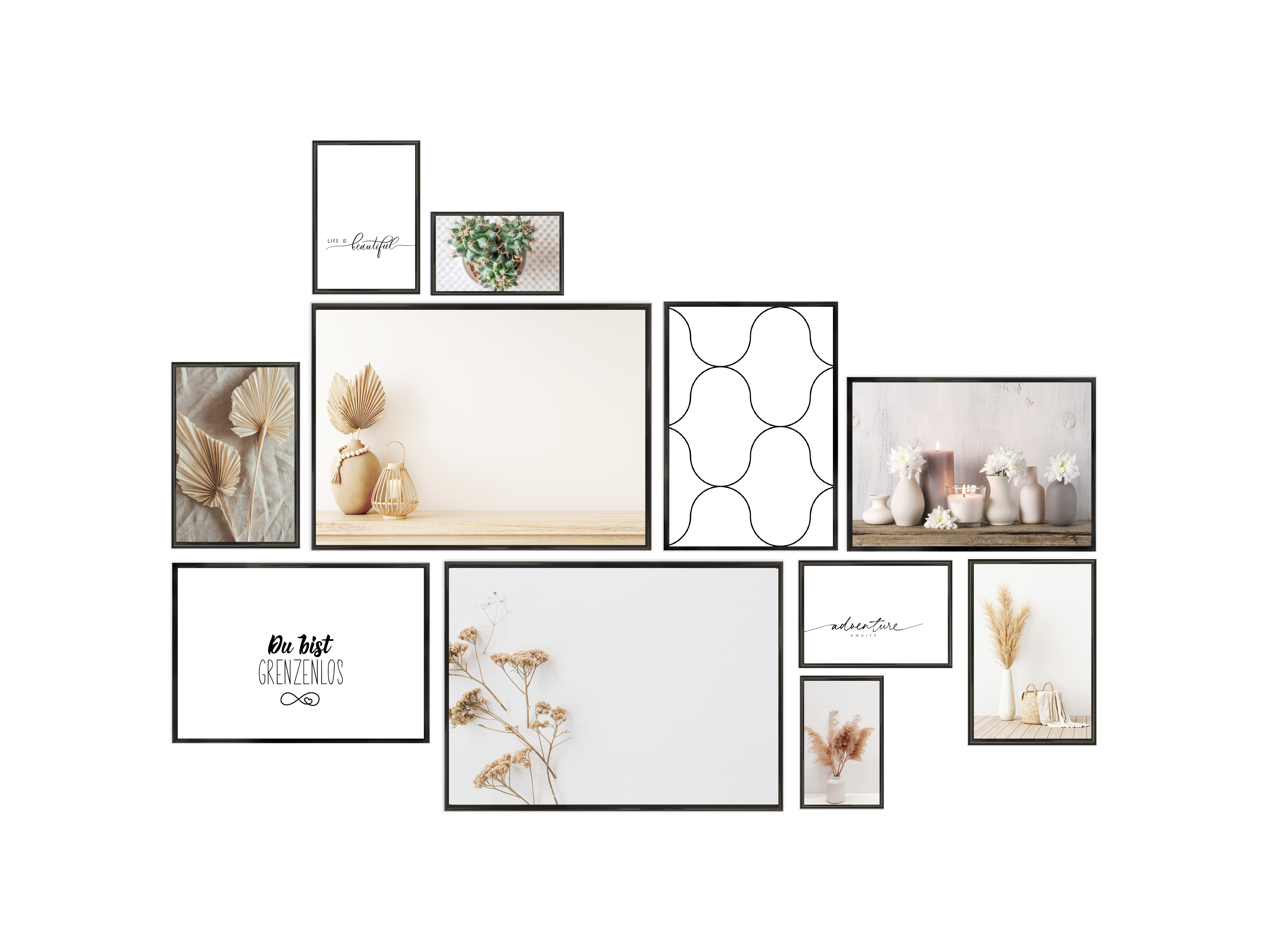 Wackadoo Living Bilderrahmen-Set Bilder Collage Set mit Glas für Einzelbild günstig online kaufen