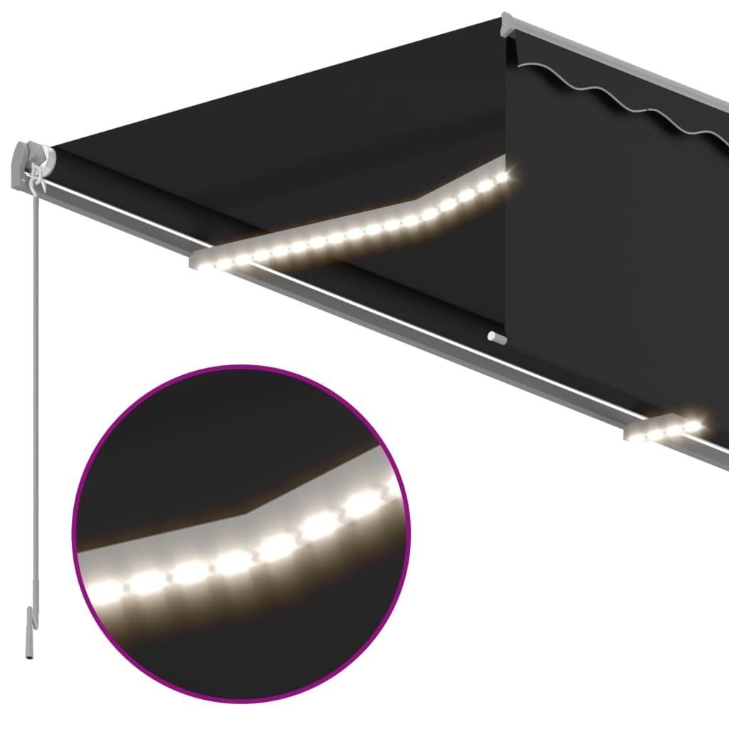 vidaXL Markise 45 x 3 m Automatische Markise mit Volant LED Windsensor 4,5x3m Anthraz