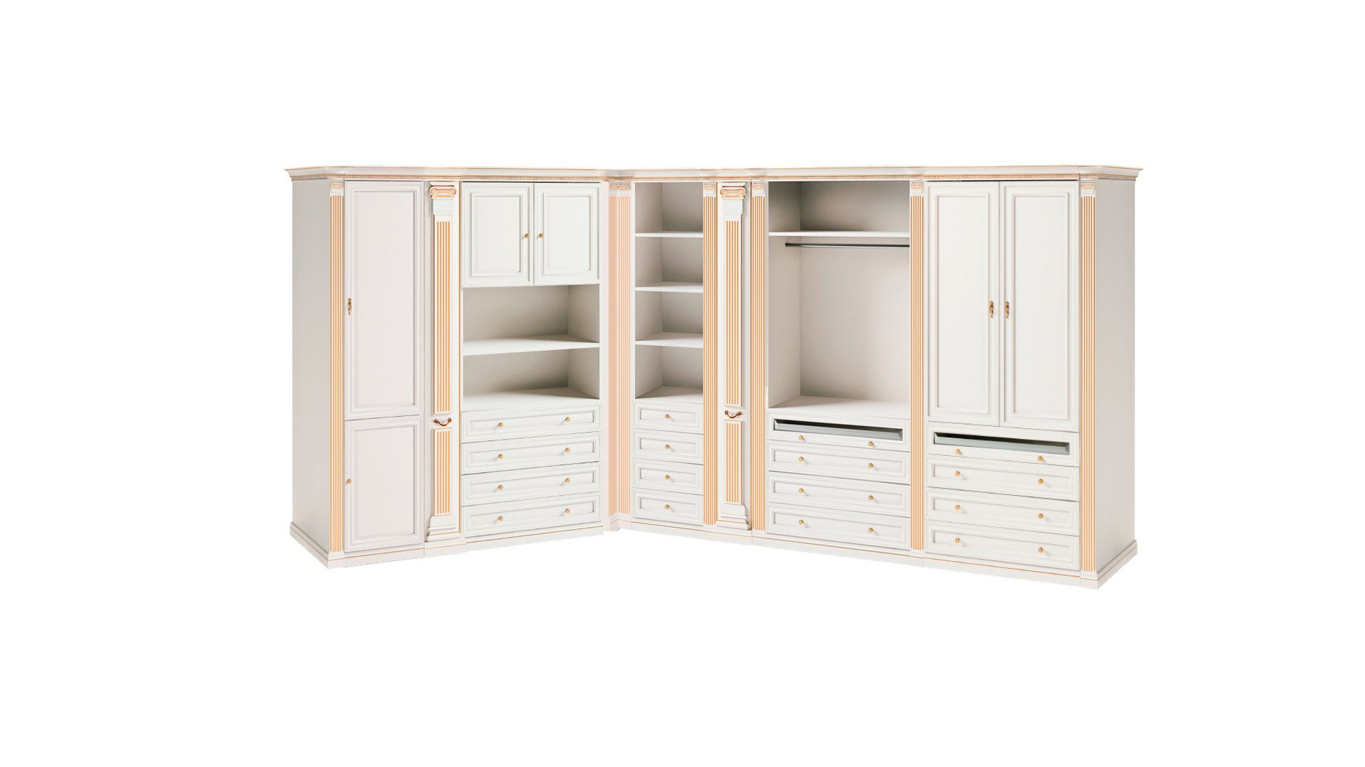 JVmoebel Eckschrank Eleganter weißer Eckkleiderschrank aus hochwertigem Holz (Eckschrank) Made in Europa